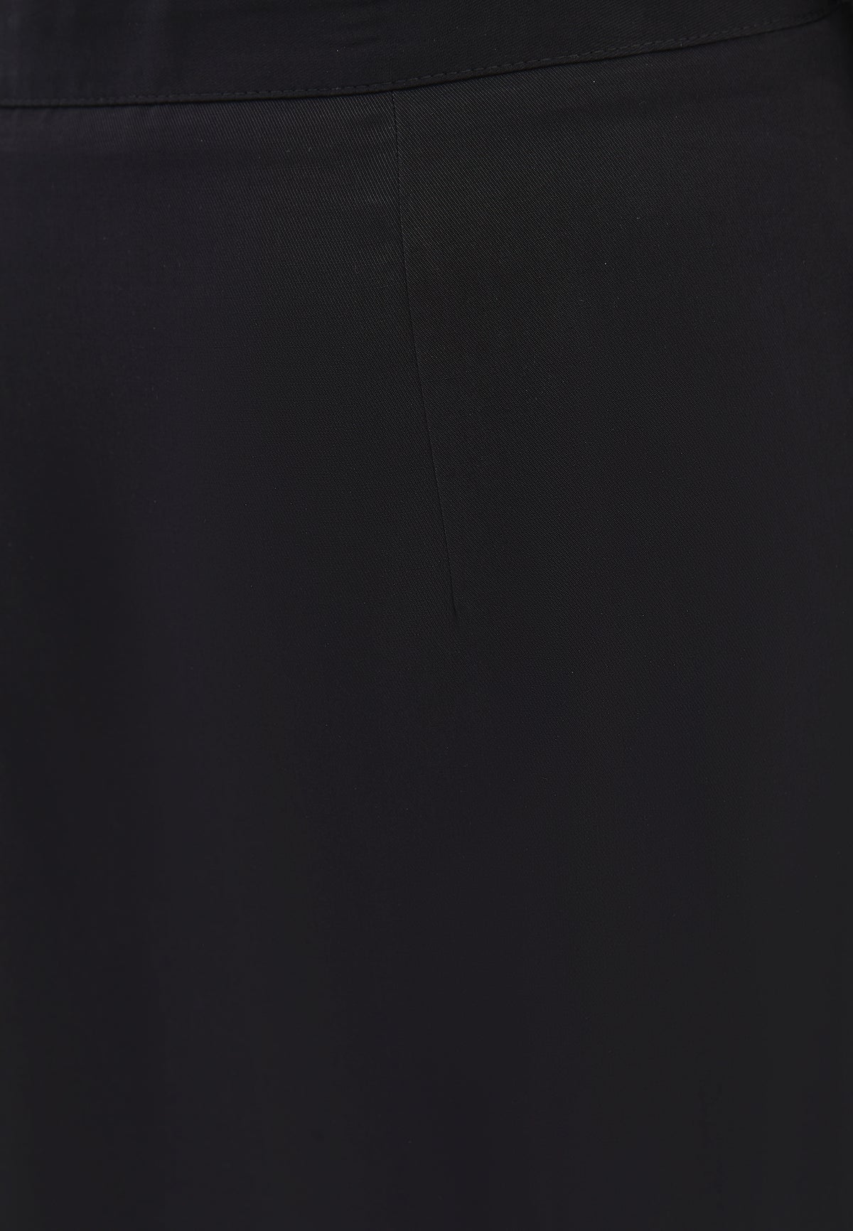 Midi Flared Skirt With Slit - Black