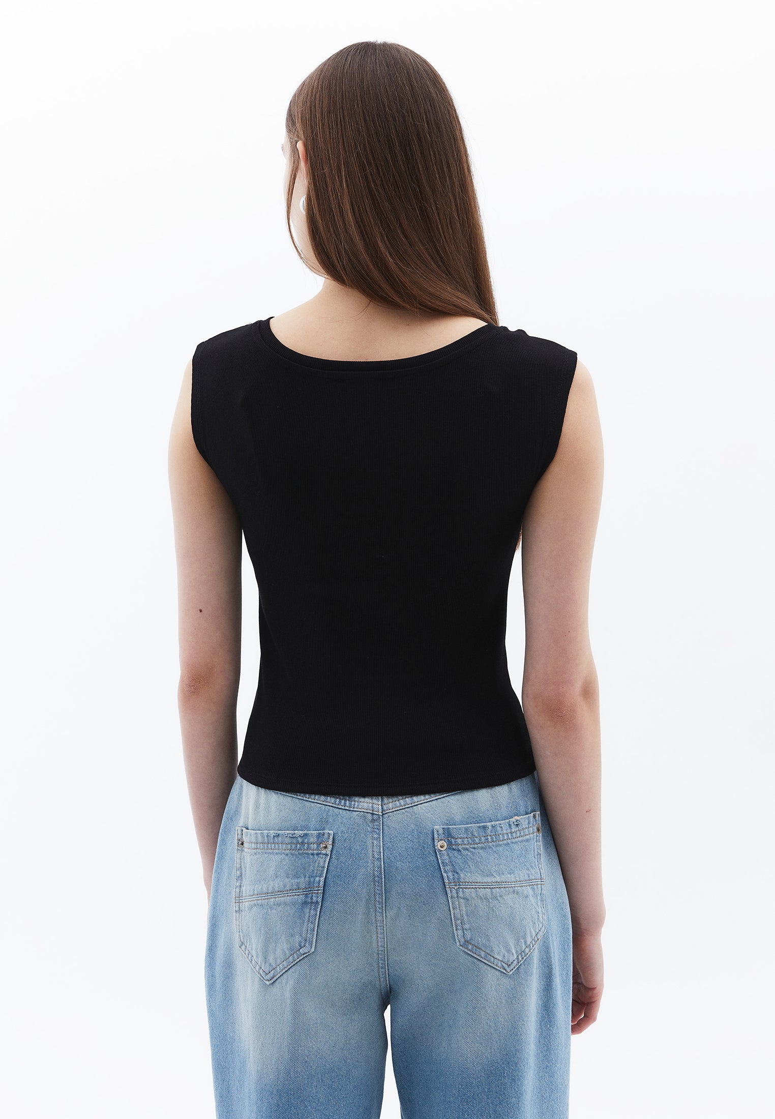 Boat Neck T-Shirt - BLACK
