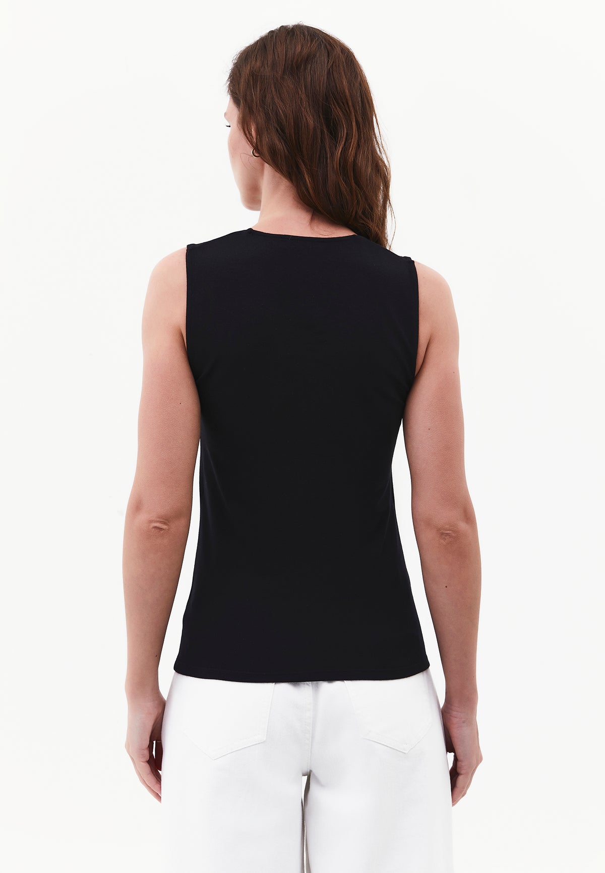 Square Neck Bodycon Standard Tank Top - BLACK