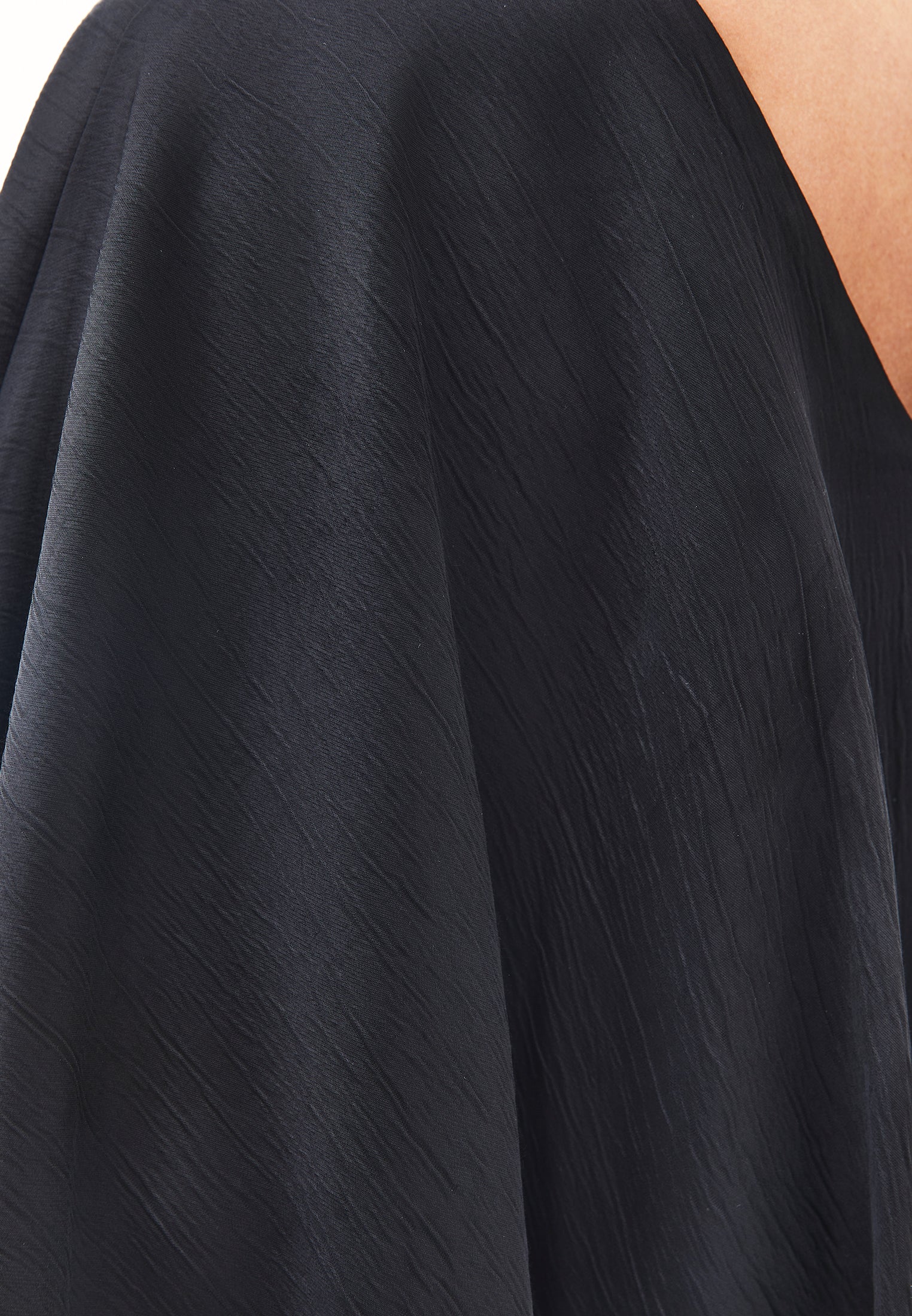 V neck long dress - BLACK