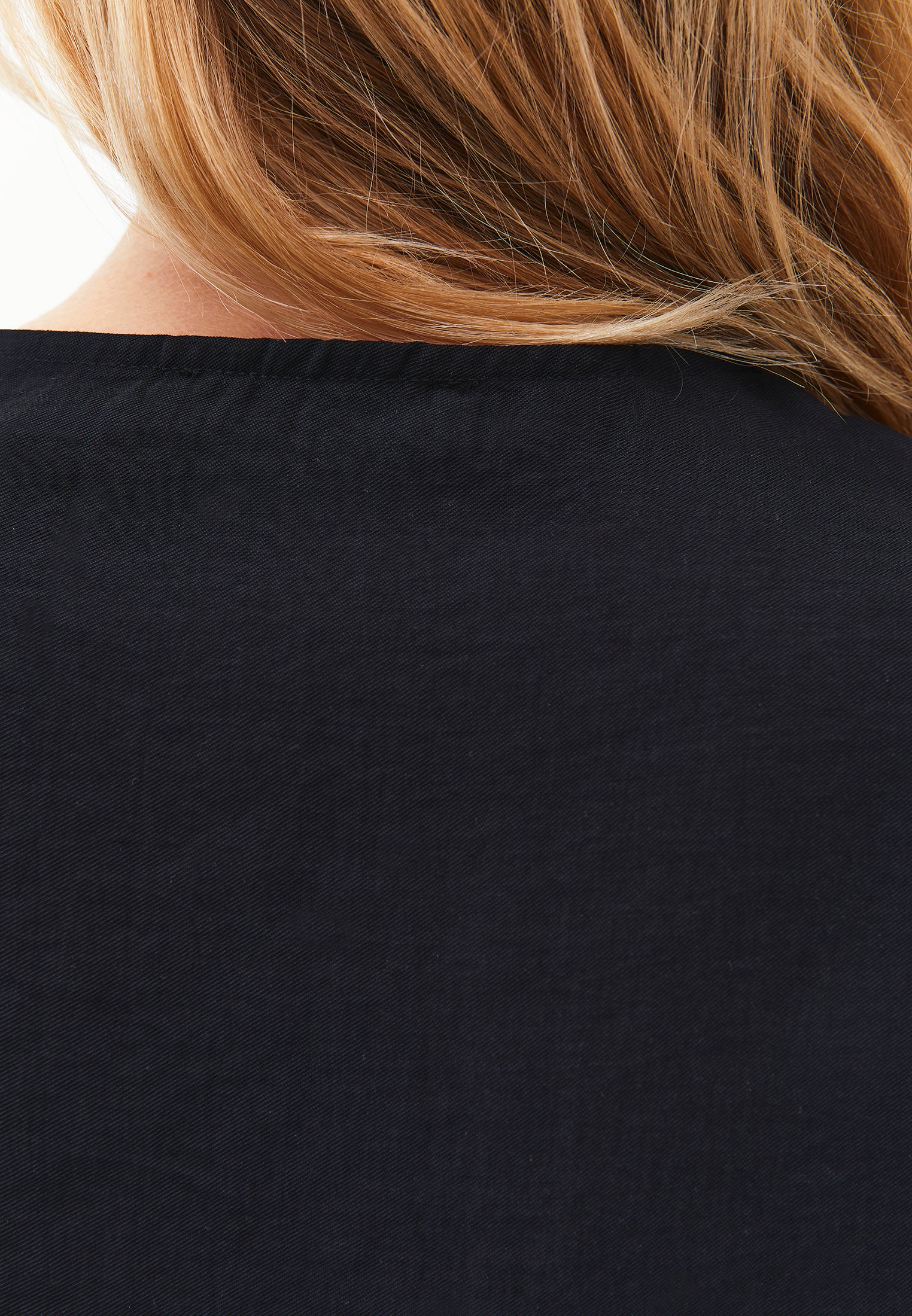 Loose Blouse With Boat Neck And Button Details - BLACK