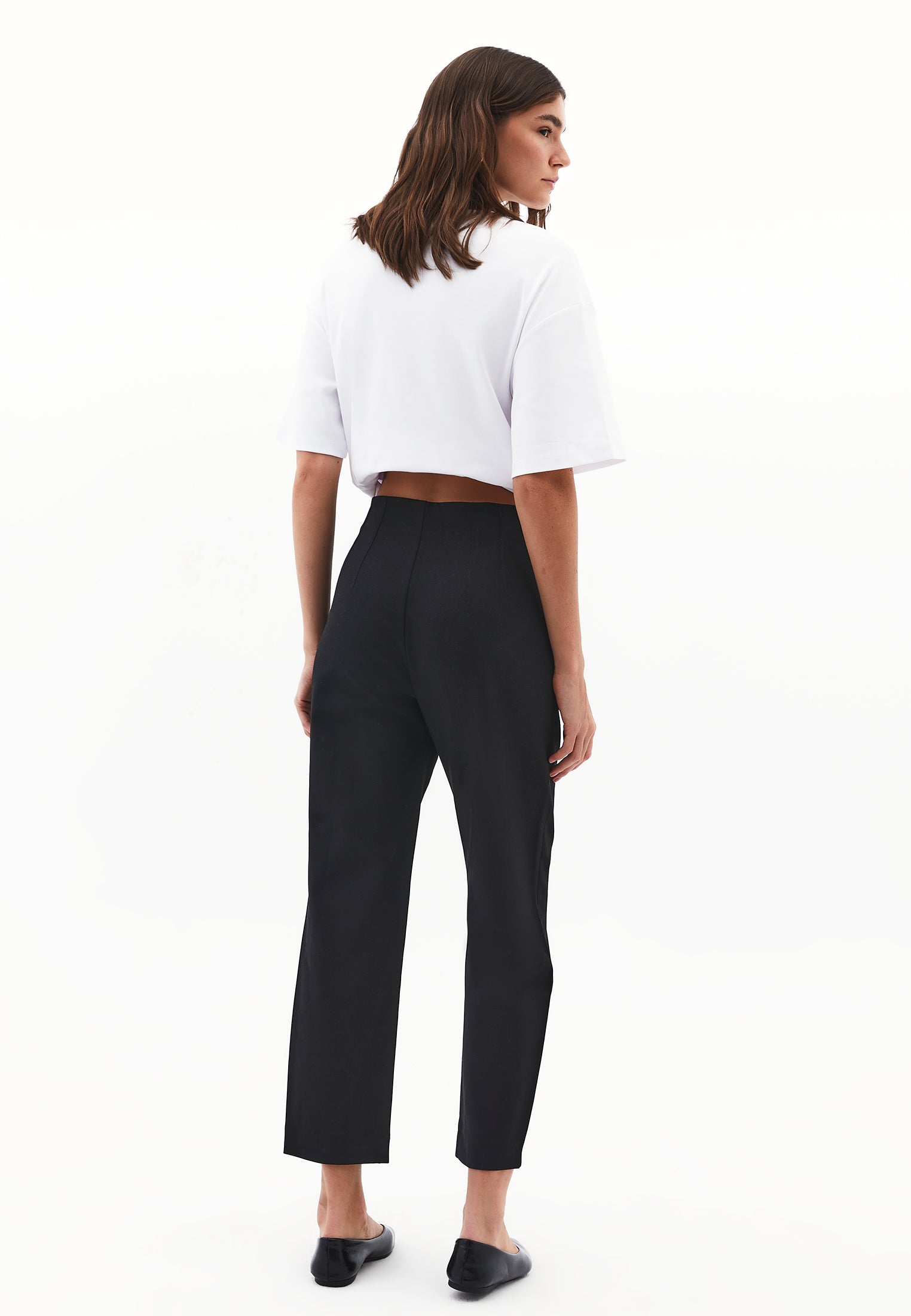 Carrot Cut High Waist Pants - BLACK