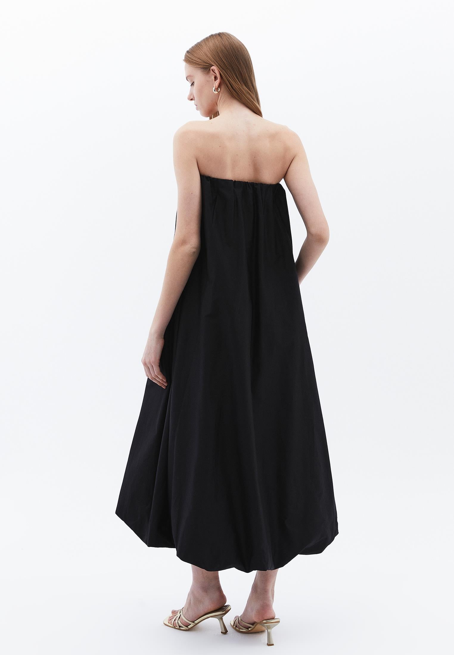 Strapless Balloon Form Summer Dress - BLACK