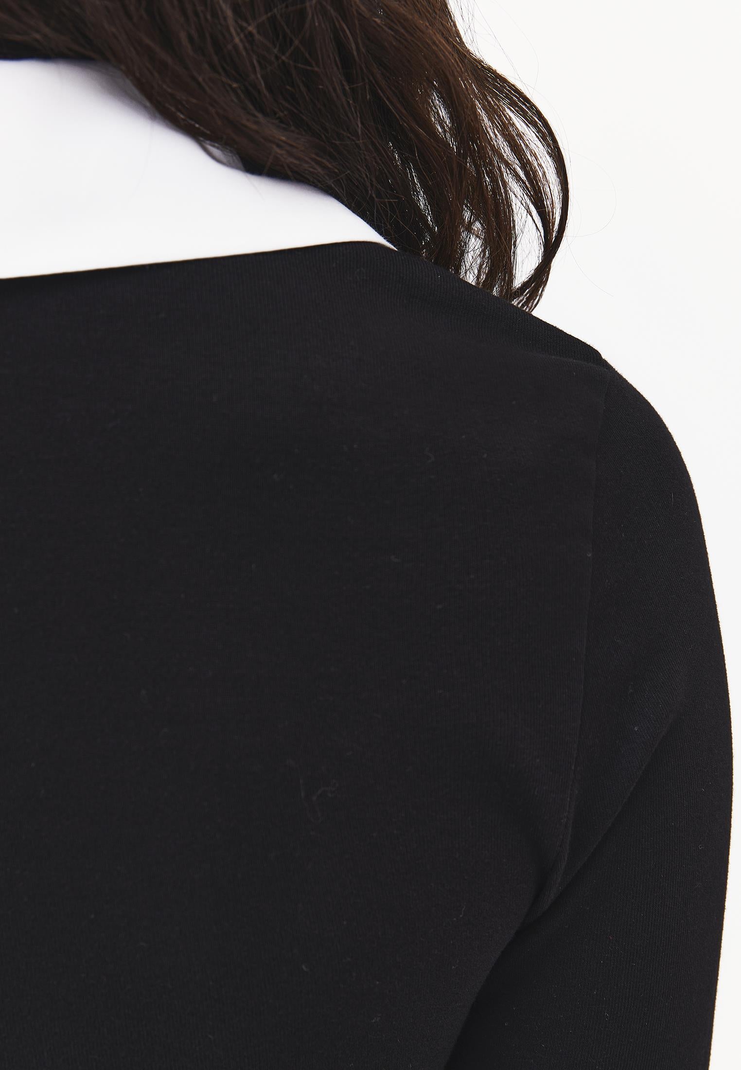 Polo Neck Long Sleeve Bodycon T-Shirt - BLACK