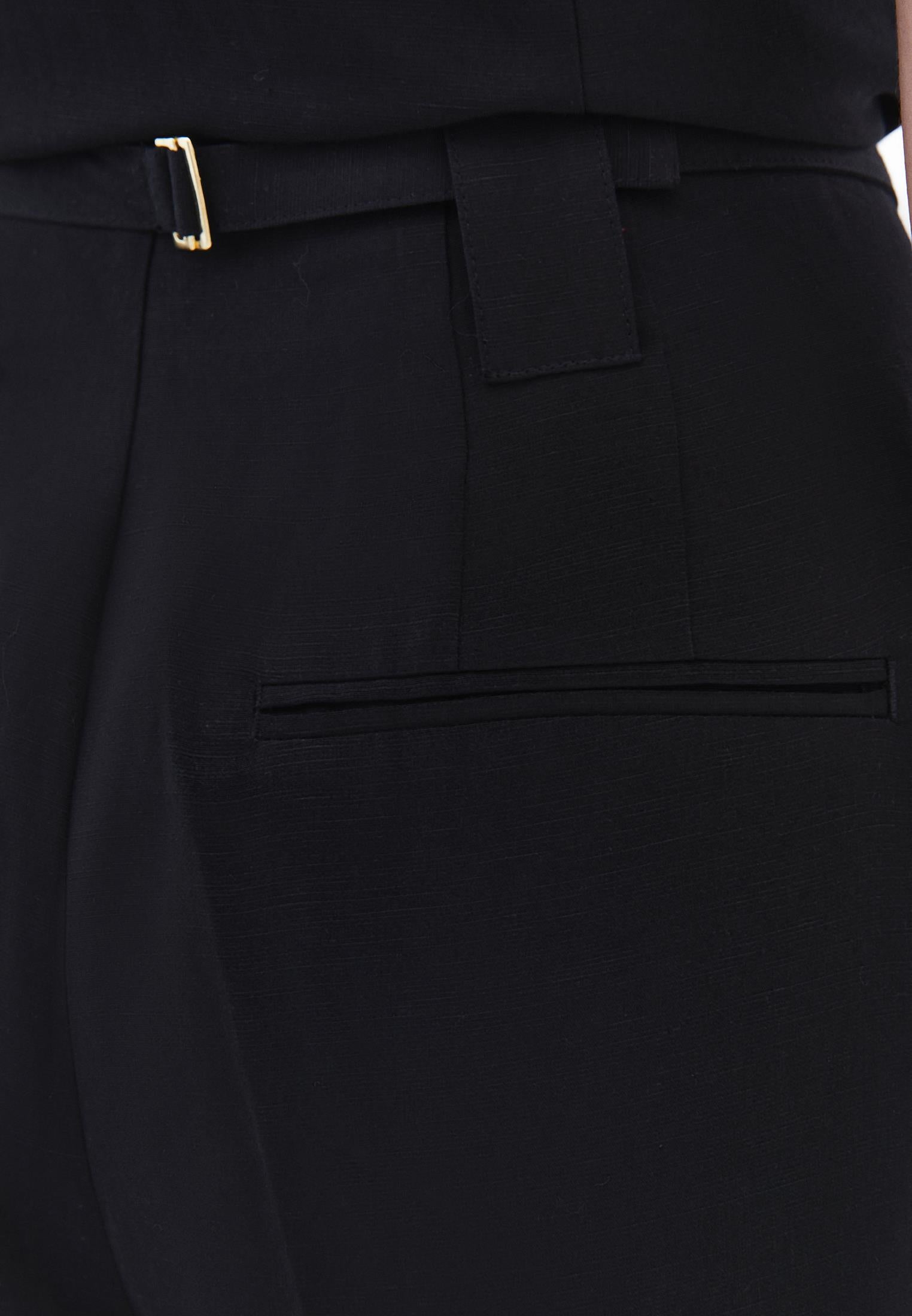 Autumn Buttoned Tencel Pants - BLACK