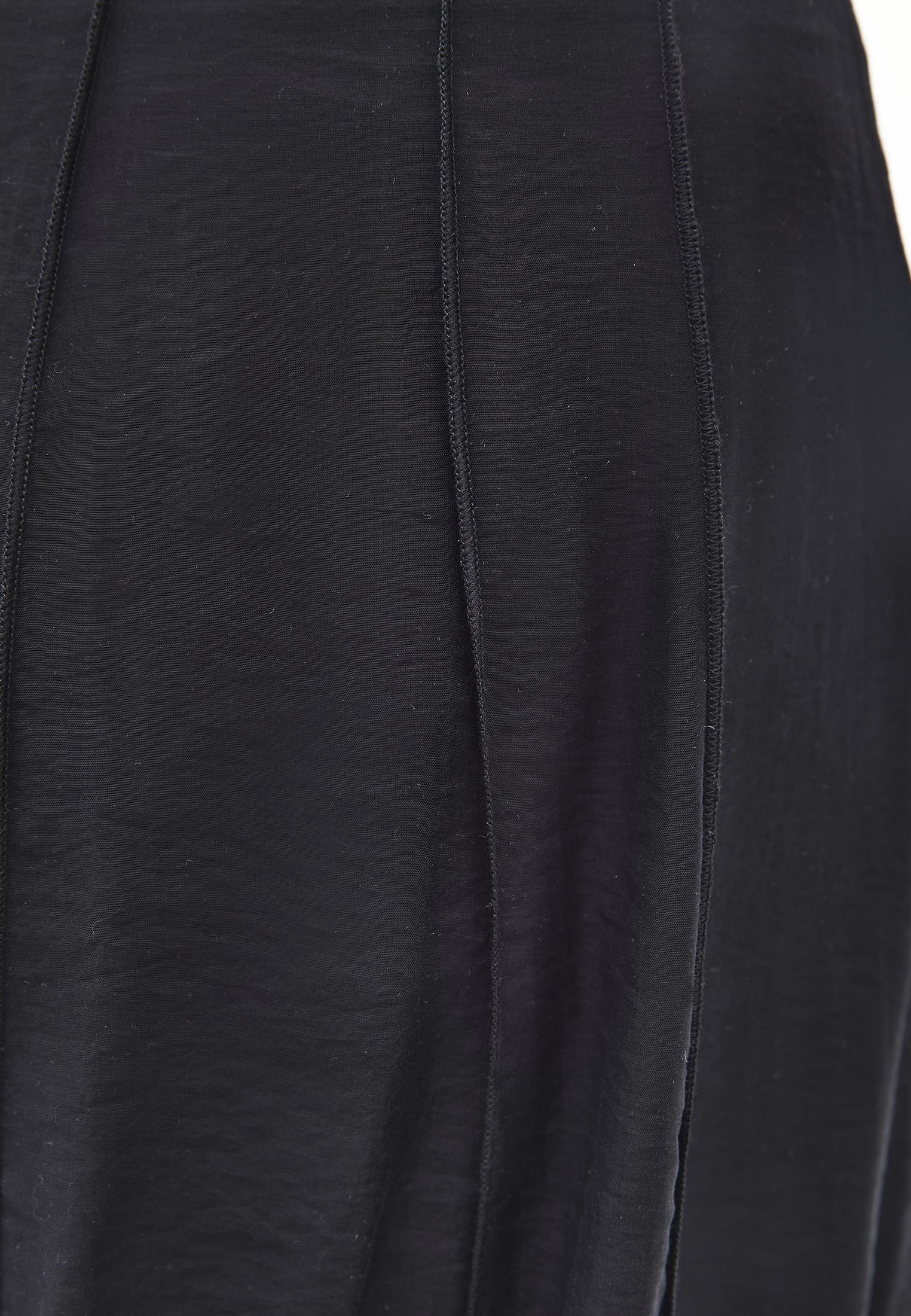 Midi Flared Woven Skirt - BLACK