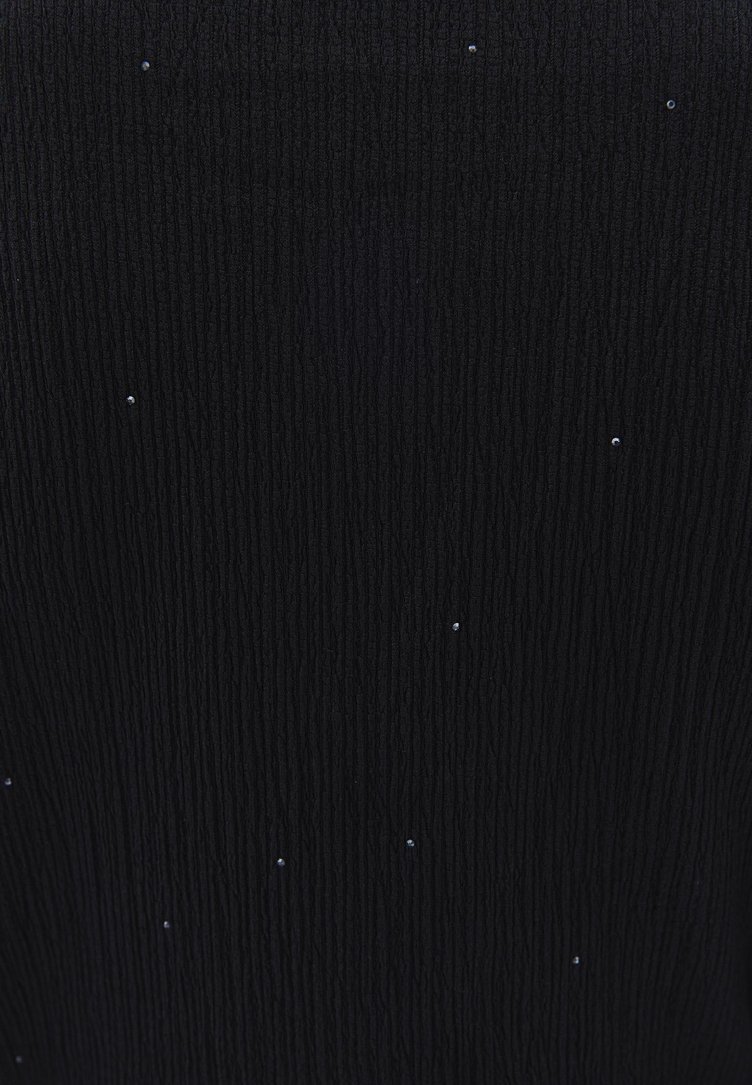 Long Dress With Ruched Crew Neck - BLACK