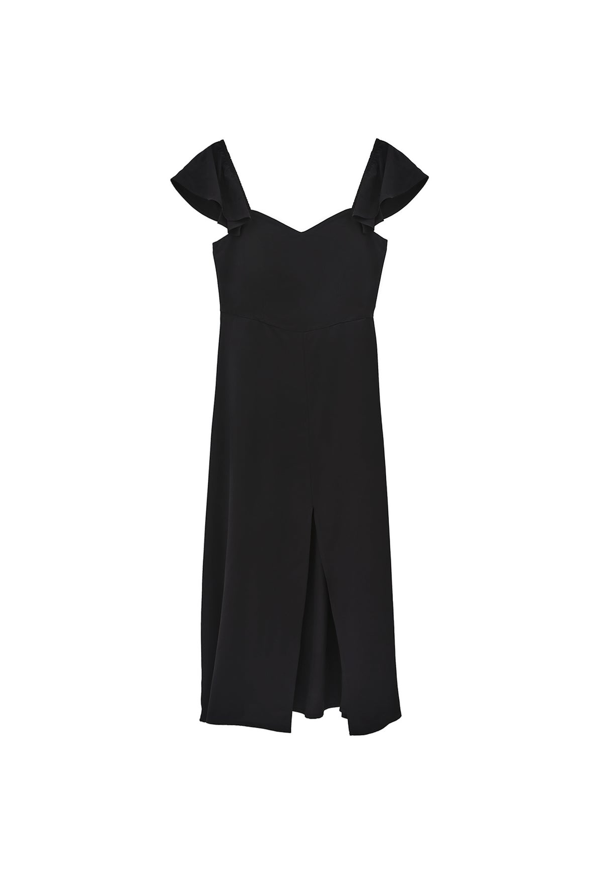 Sweetheart Neckline Midi Dress - Black