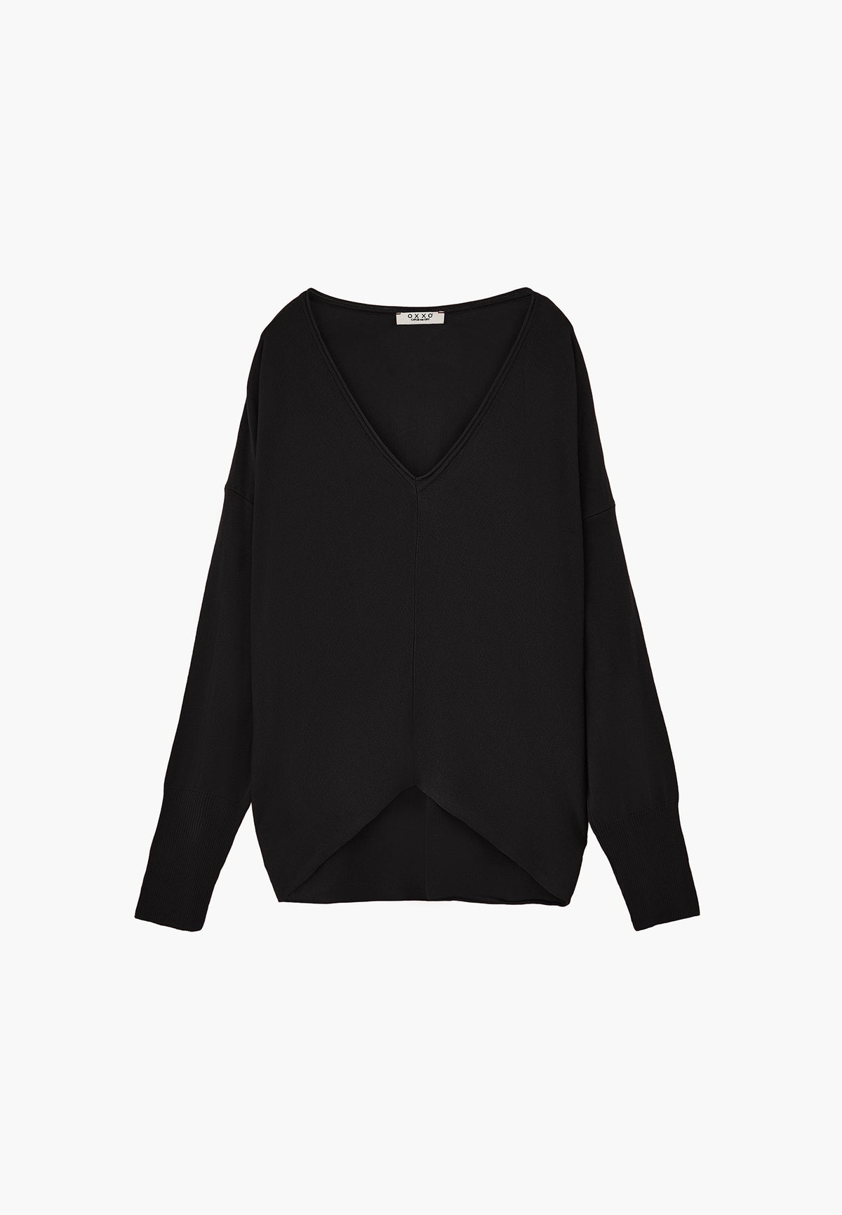 V Neck Sweater - BLACK
