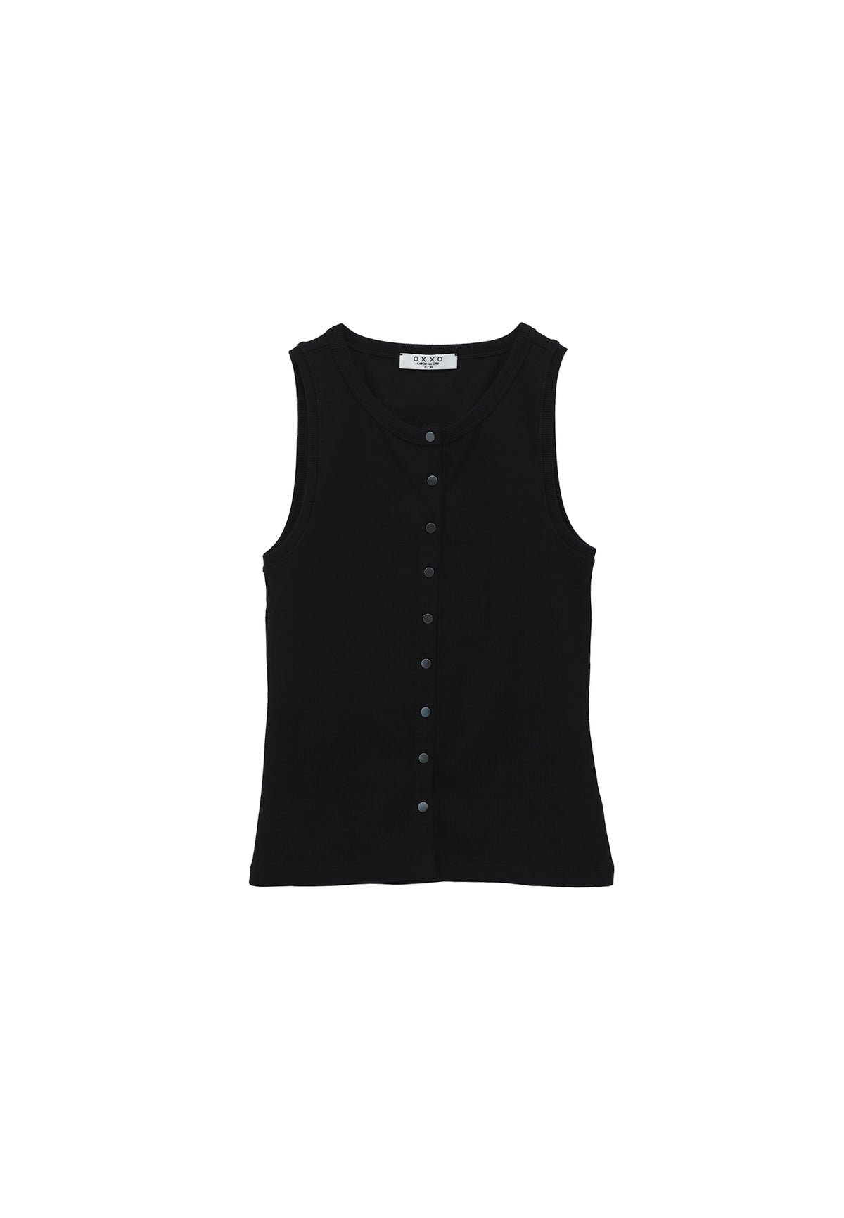 Sleeveless Tank With Crew Neck - Black