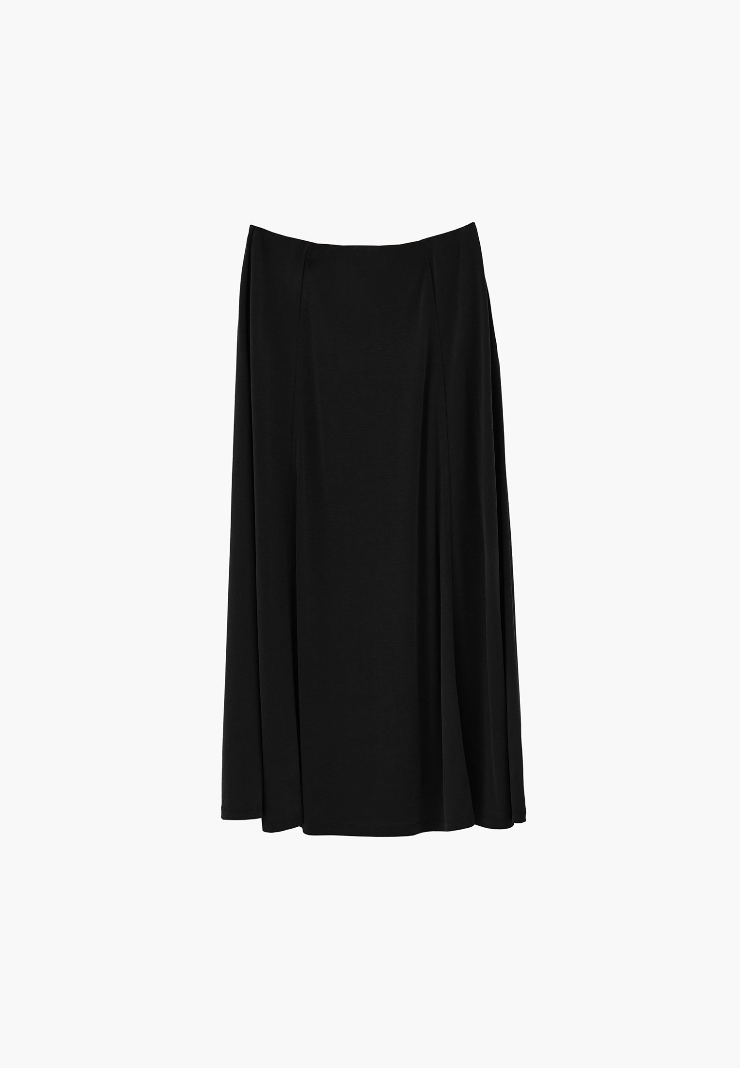 High Waist A Line Midi Skirt - BLACK