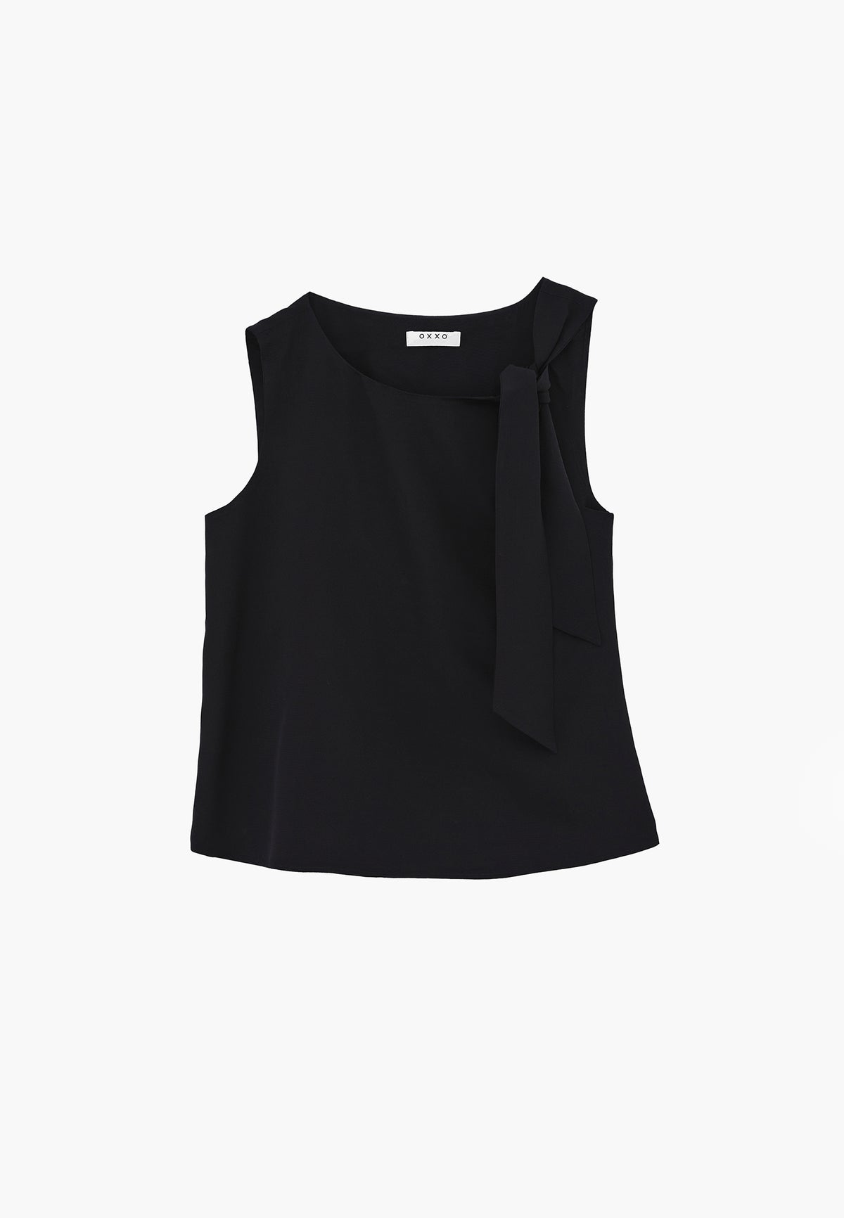 Boat Neck Blouse With Bow Detail - Black