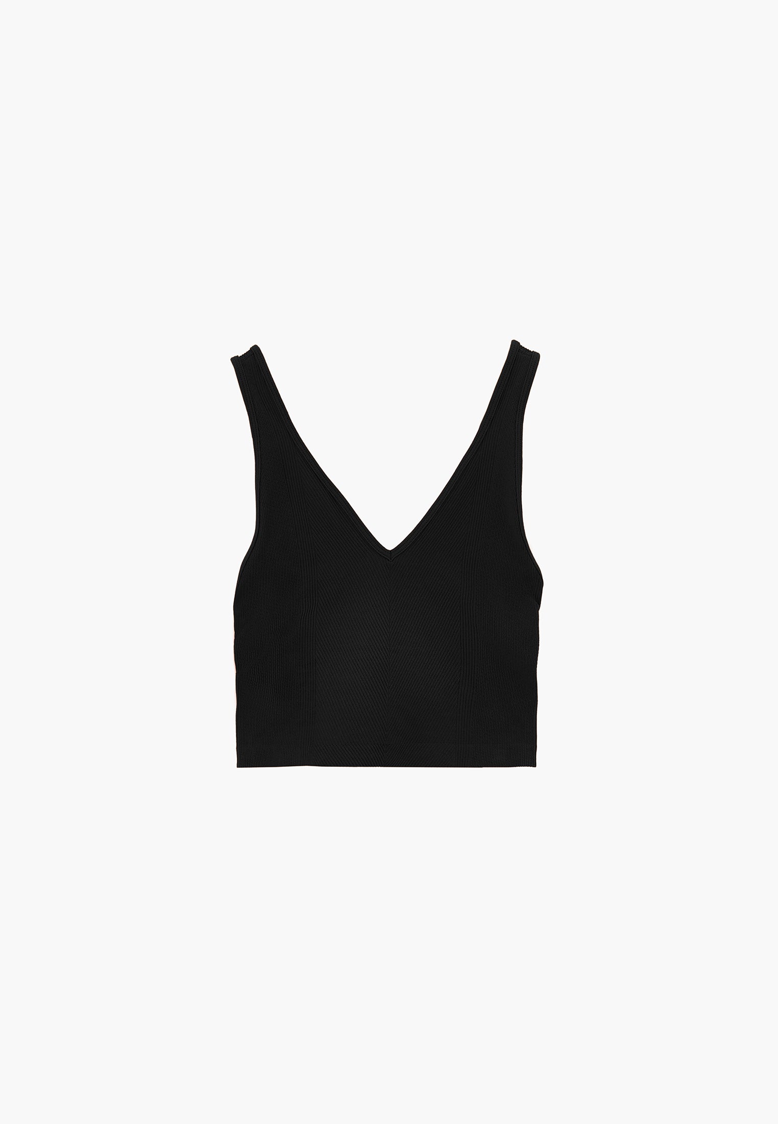 V Neck Bodycon Top - BLACK
