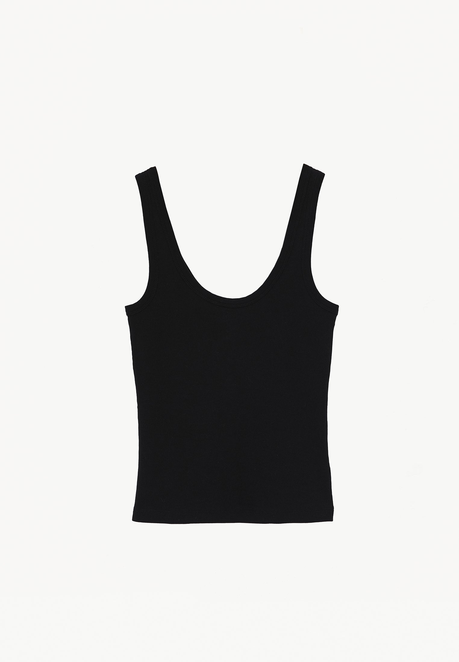 U Neck Bodycon Ribbed Tank Top - BLACKK