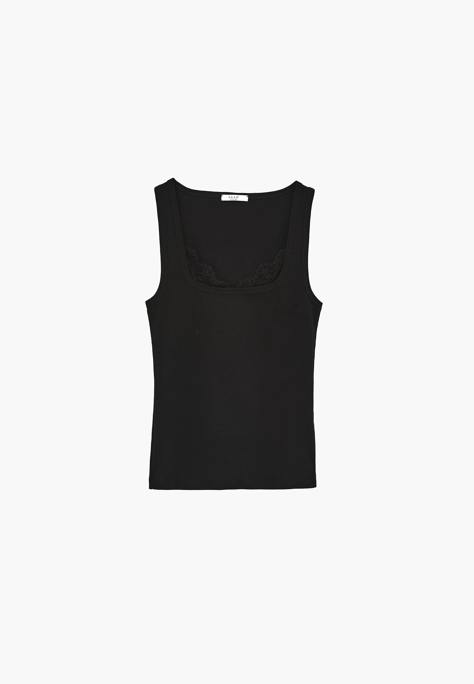 Sleeveless Bodycon Tank Top with Square Neckline - BLACK