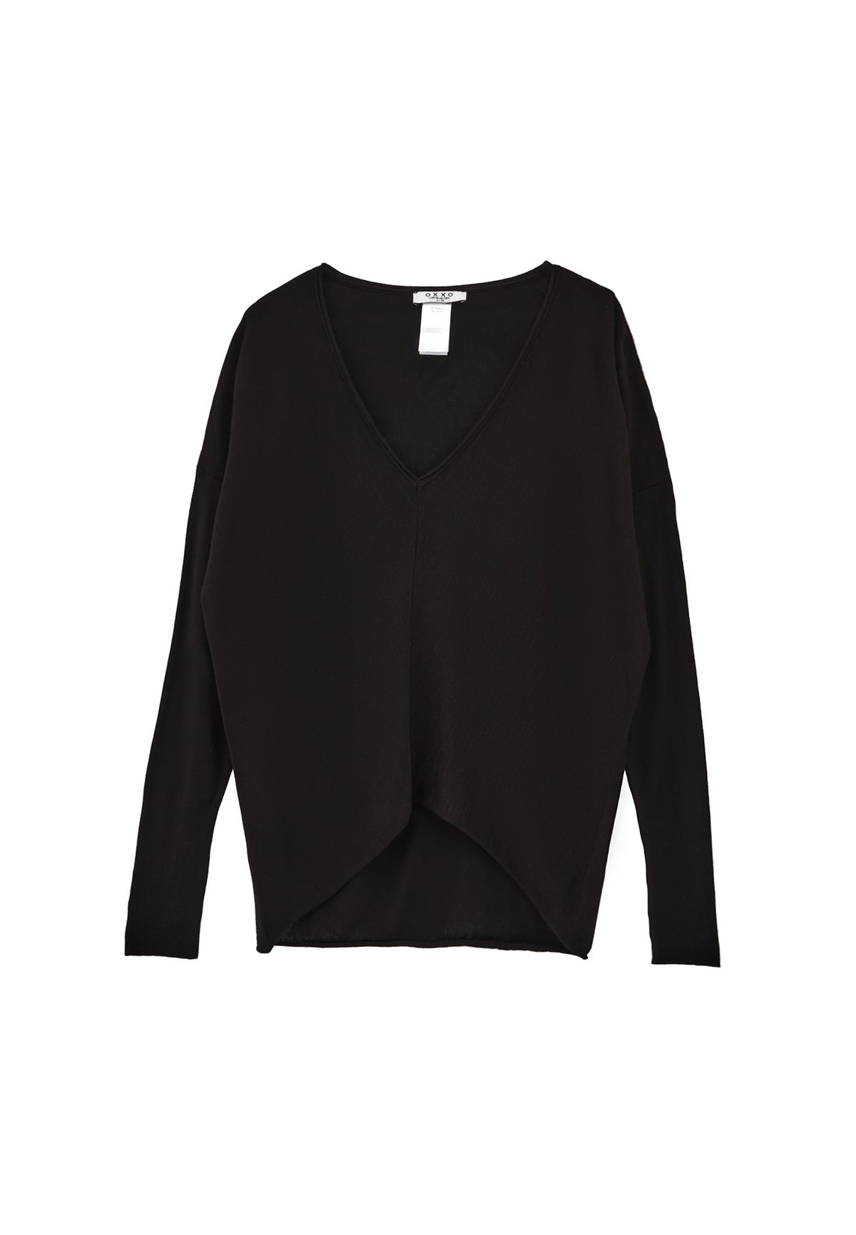 V Neck Long Sleeve Sweater - Black
