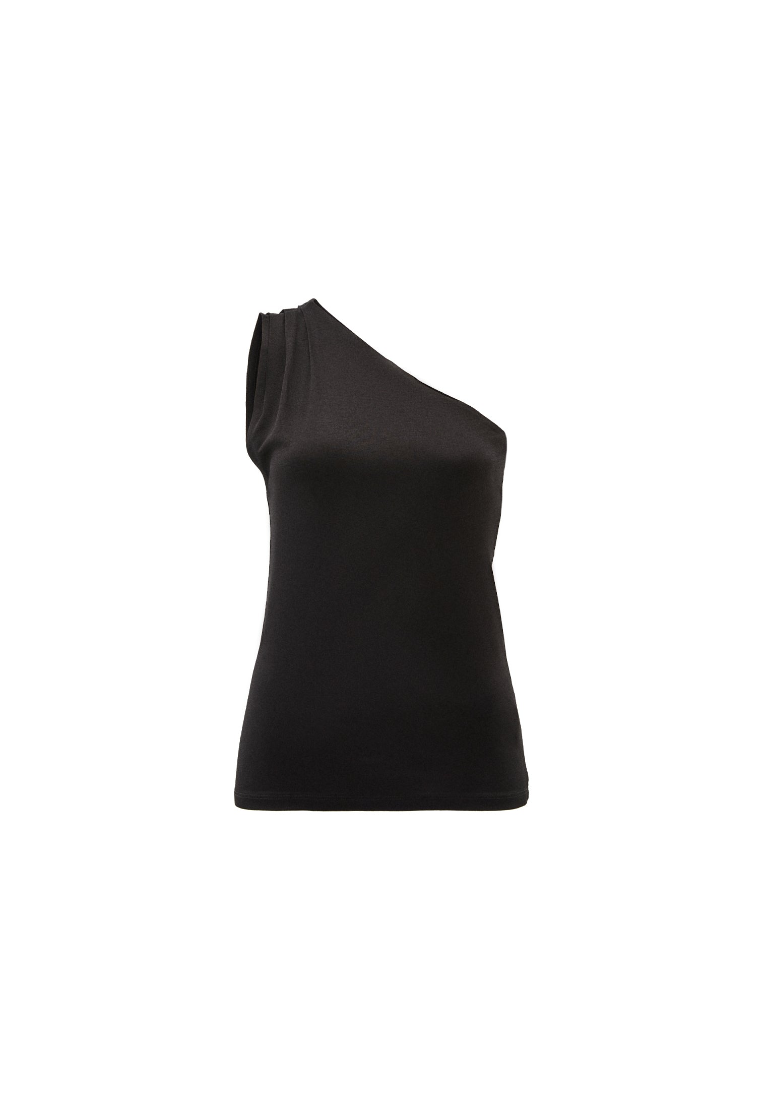 Pleated One Shoulder Blouse - BLACK