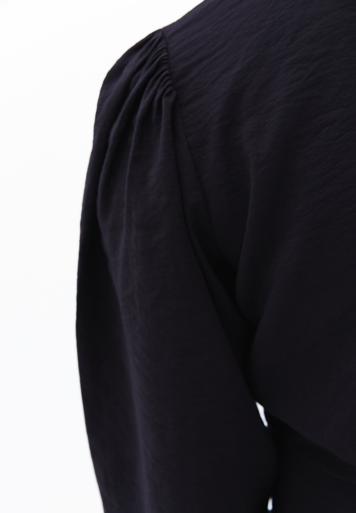 V Neck Cropped Blouse - Black