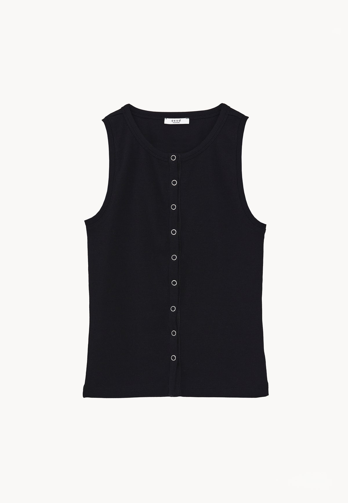 Sleeveless Crew Neck Tank Top - Black