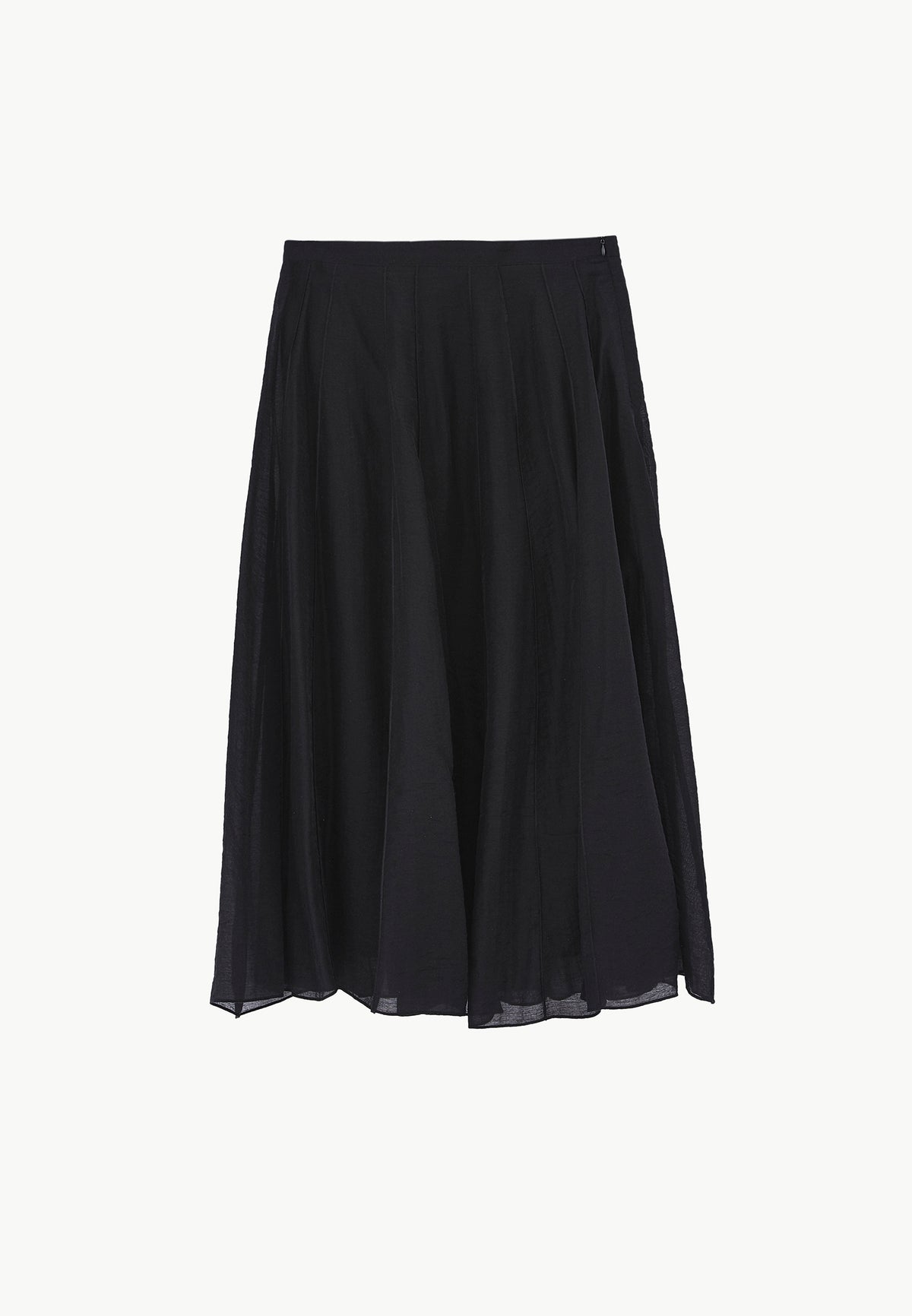 Midi Flared Woven Skirt - BLACK