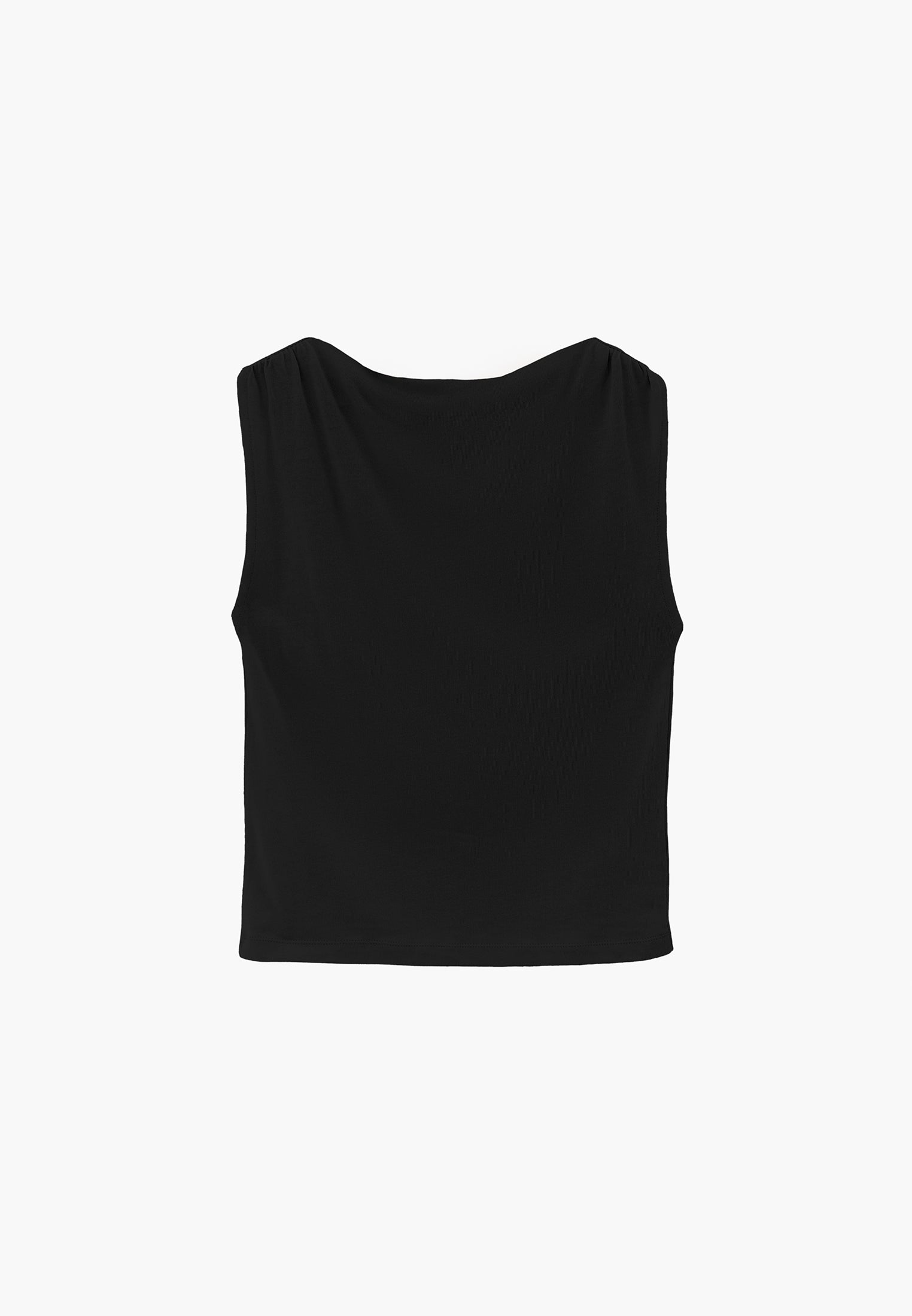 Gathered Boat Neck Tank Top - BLACK