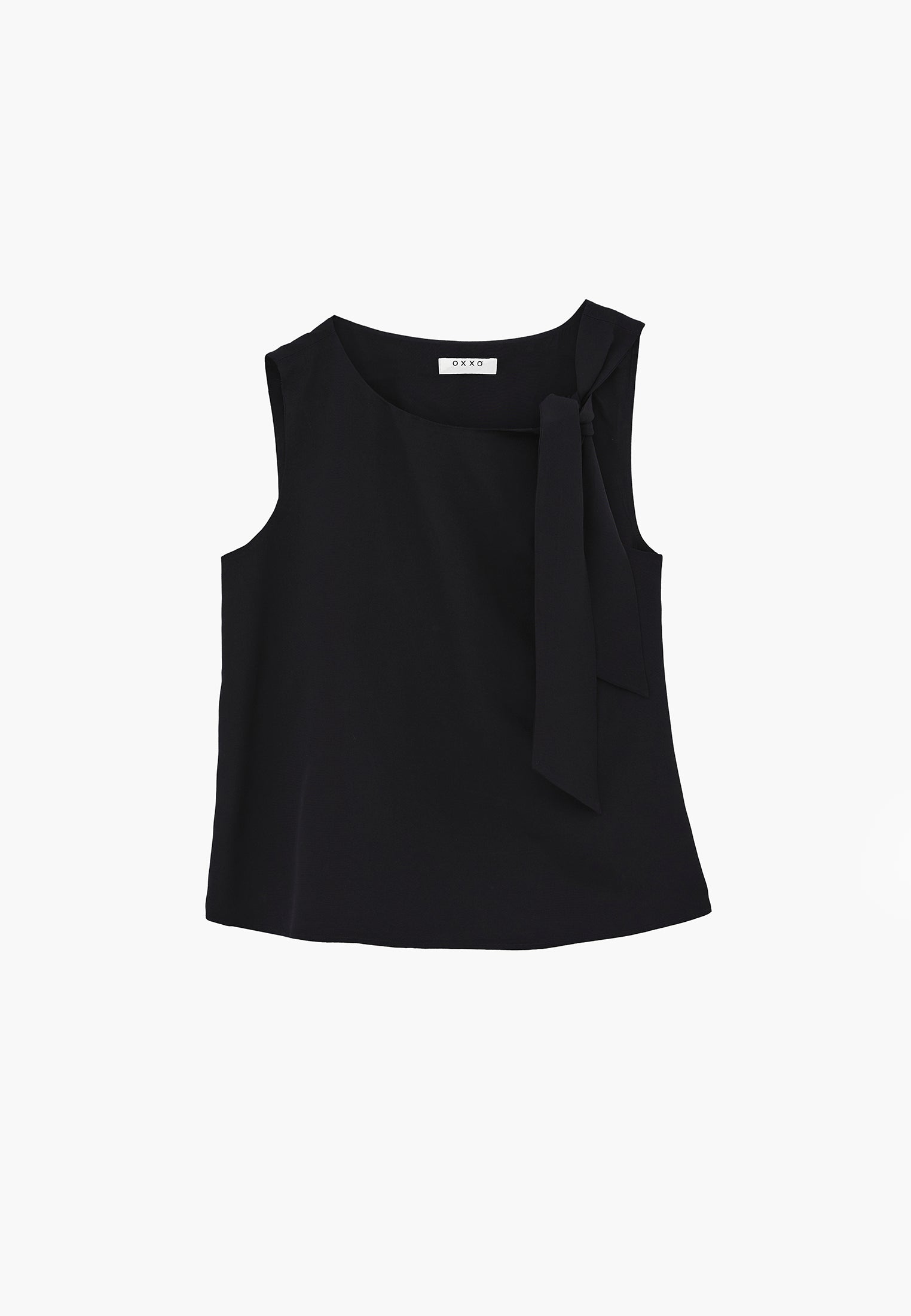 Boat Neck Blouse With Bow Detail - BLACK