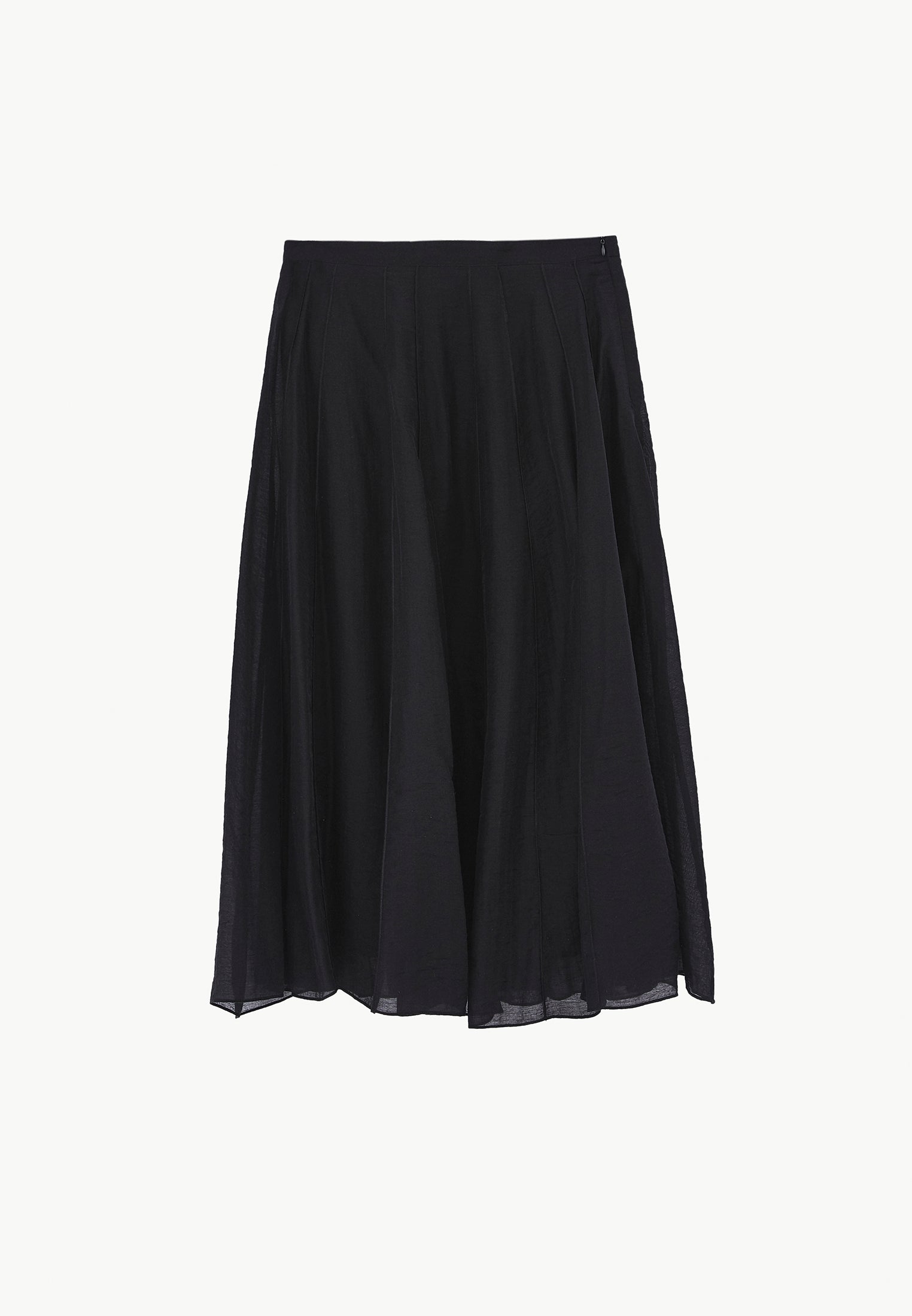 Midi Flared Woven Skirt - BLACK