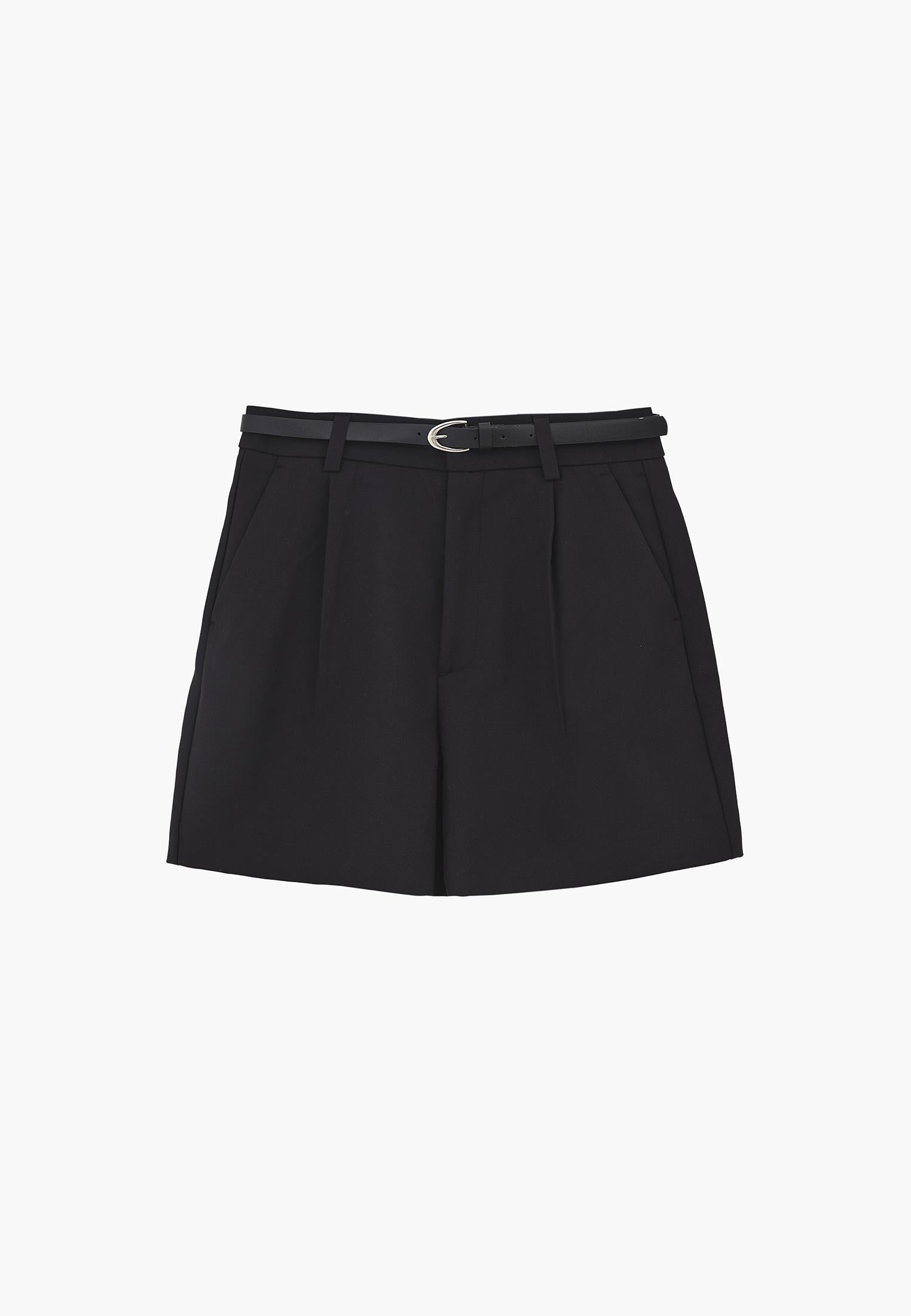 High Waist Shorts With Pockets - BLACK