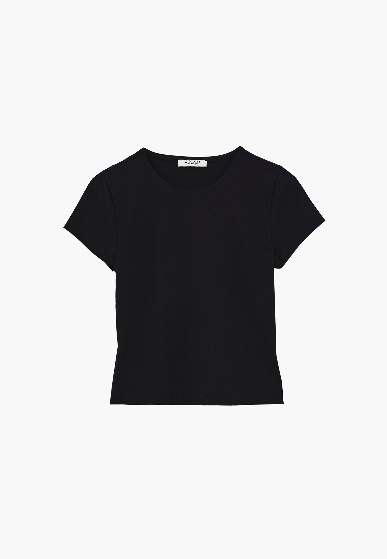 Bodycon T-Shirt Crew Neck - BLACK