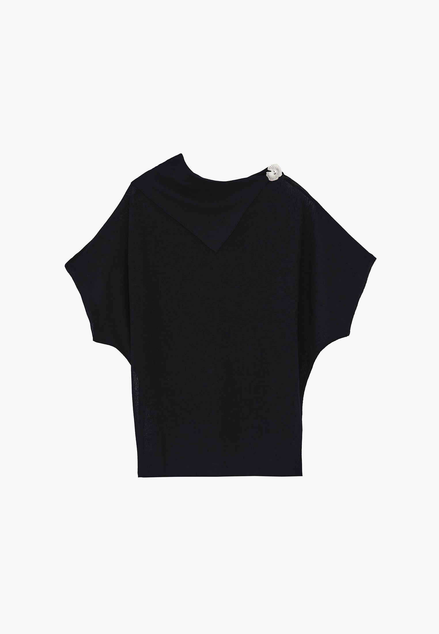 High Neck Sleeveless Oversize Tunic Blouse - BLACK