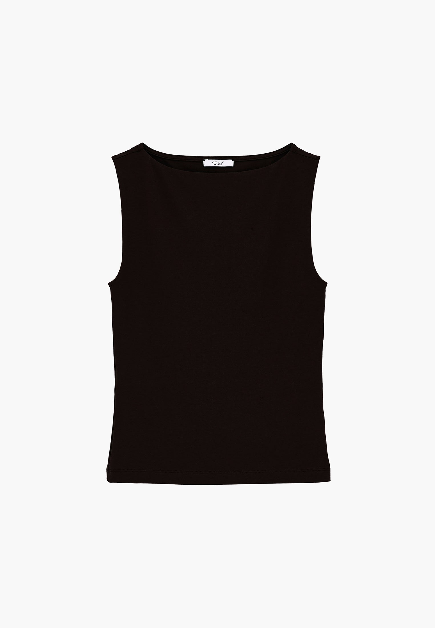 Boat Neck Tank Top - BLACK