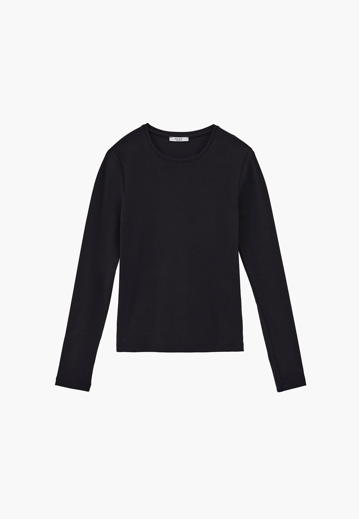 Crew Neck Long Sleeve T-Shirt - Black