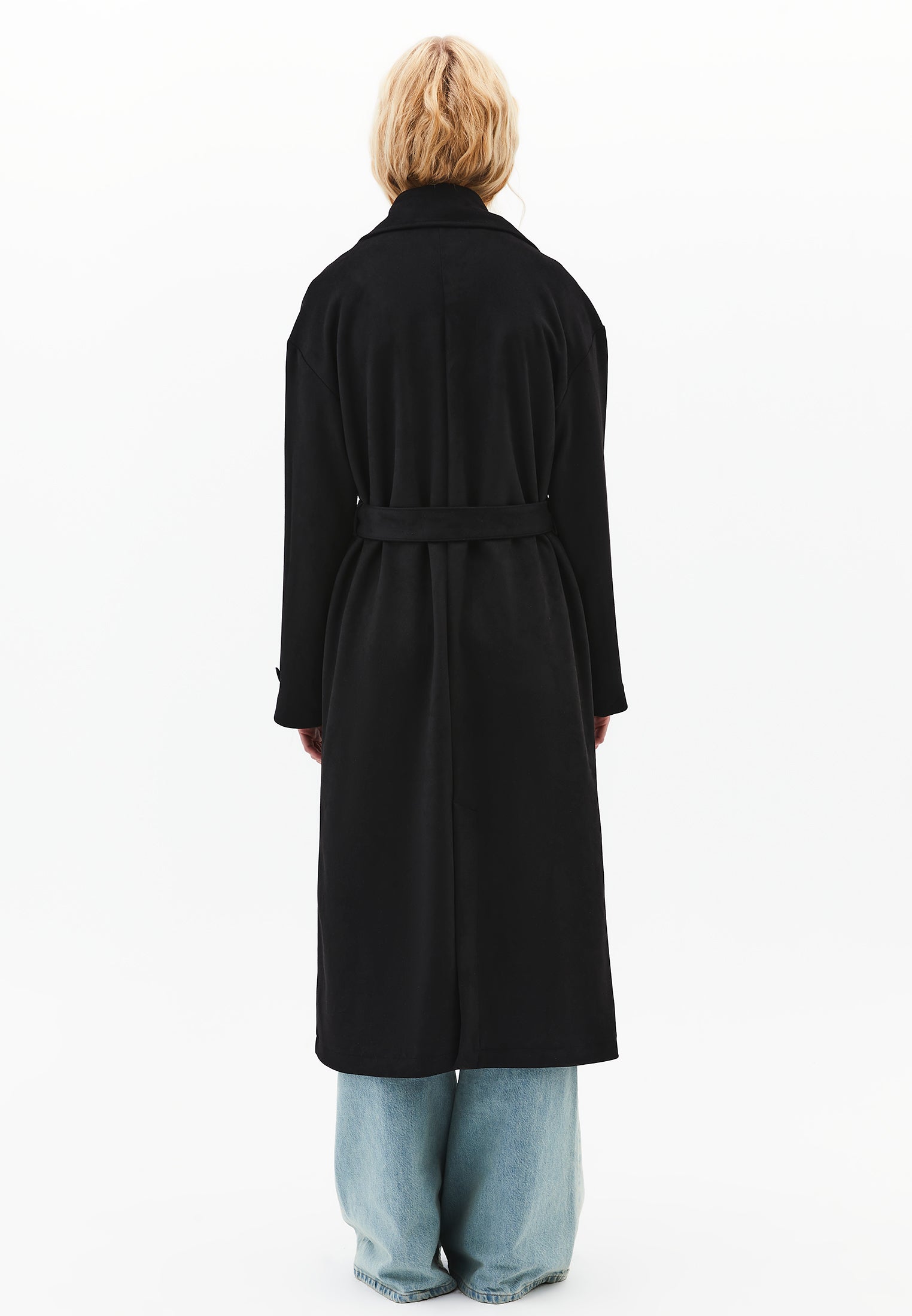 SUEDE TRENCHCOAT - BLACK