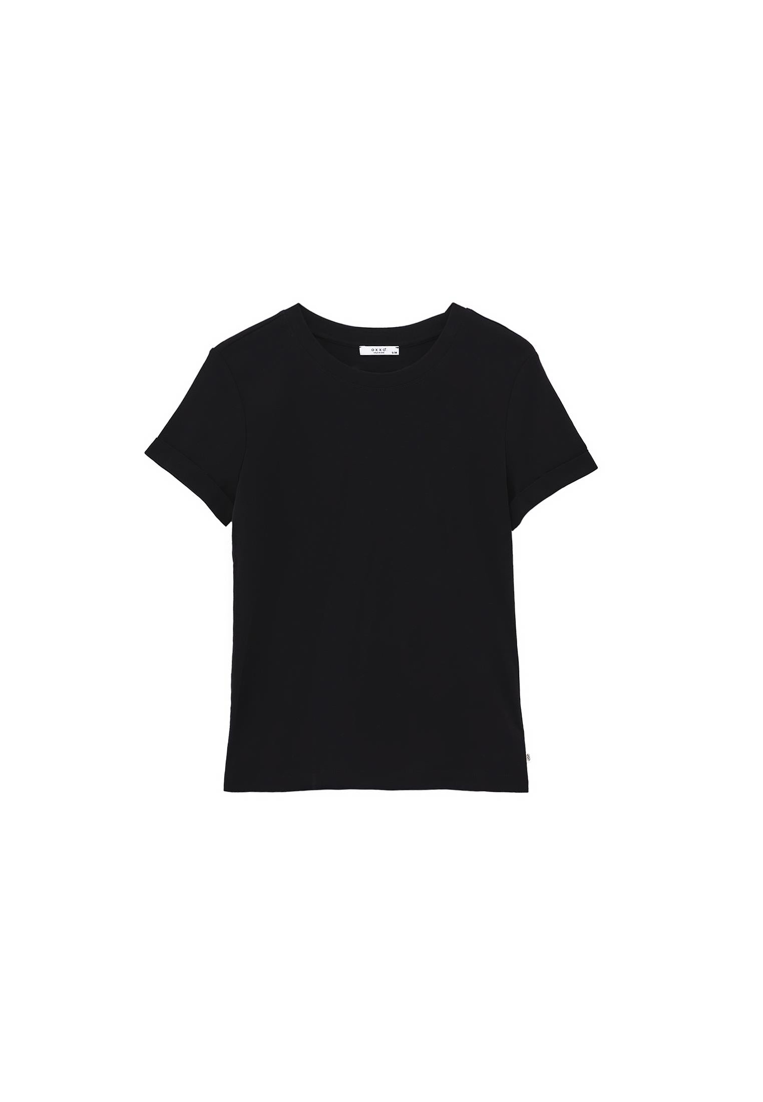 Women's Crew Neck Short Sleeve T-Shirt - BLACK