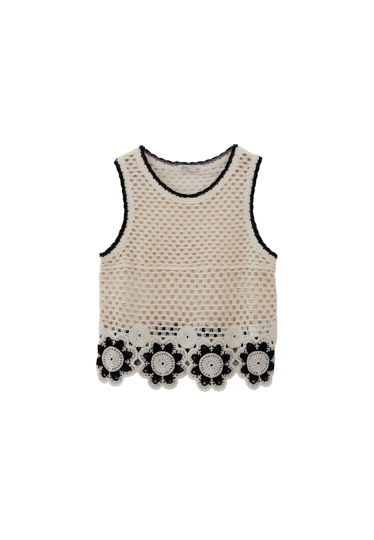Cotton Blend Tank Top - ICE MILK/BLACK