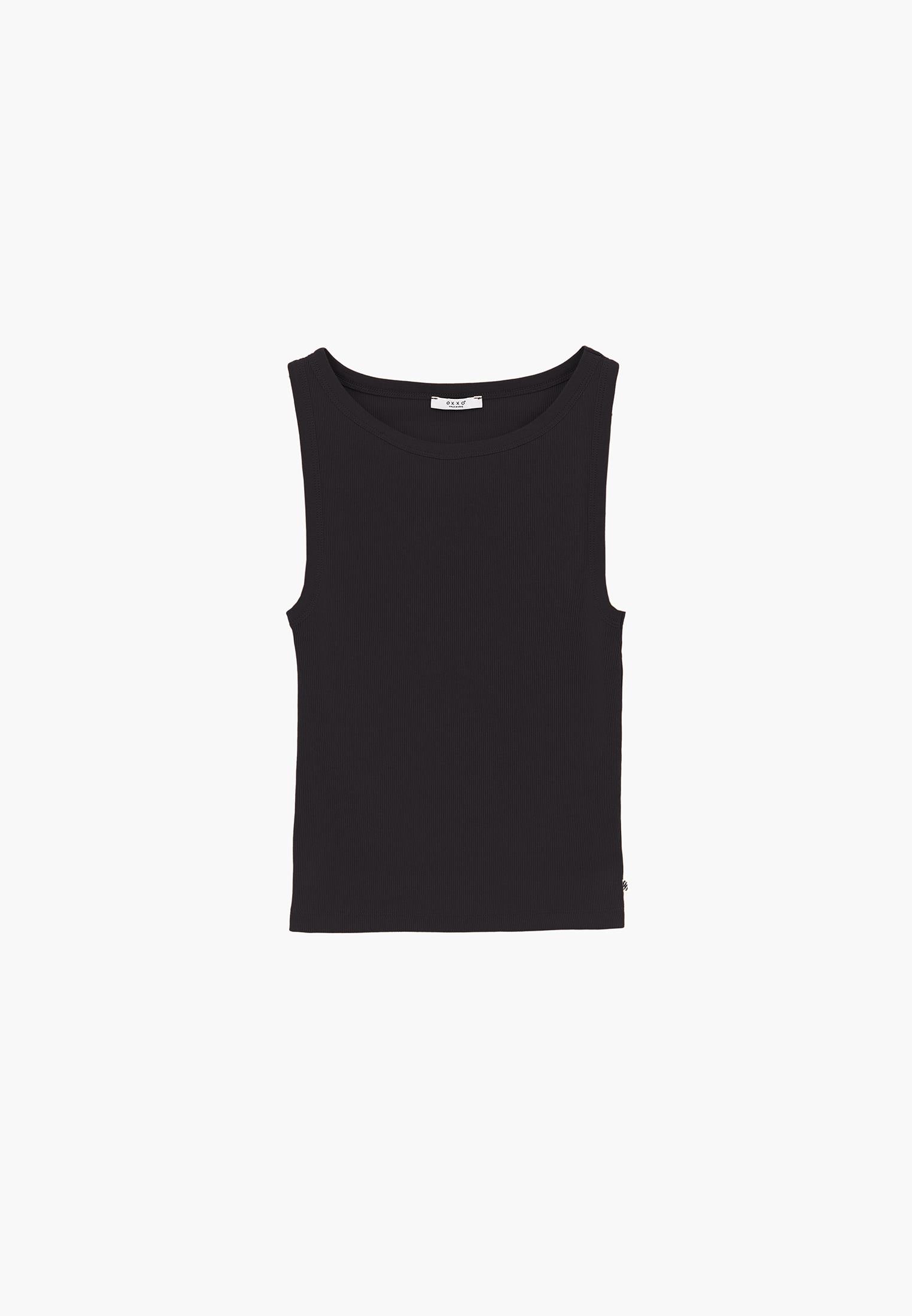 Boat Neck Tank Top - BLACK