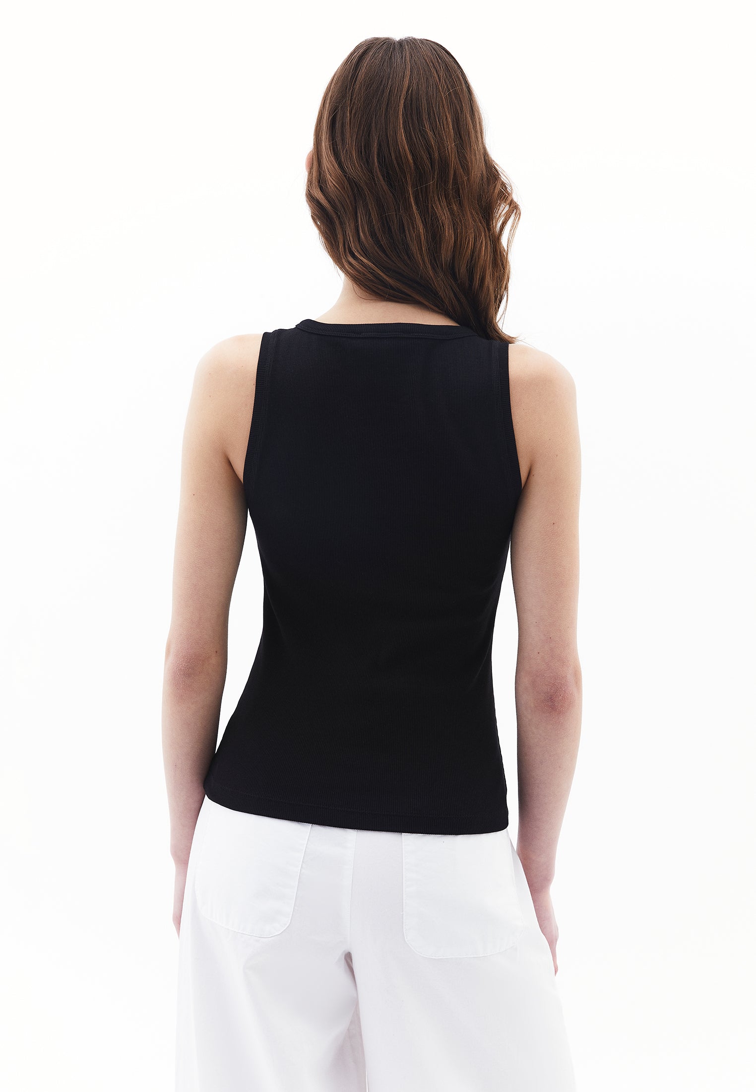 Sleeveless Tank Top With Crew Neck - BLACK