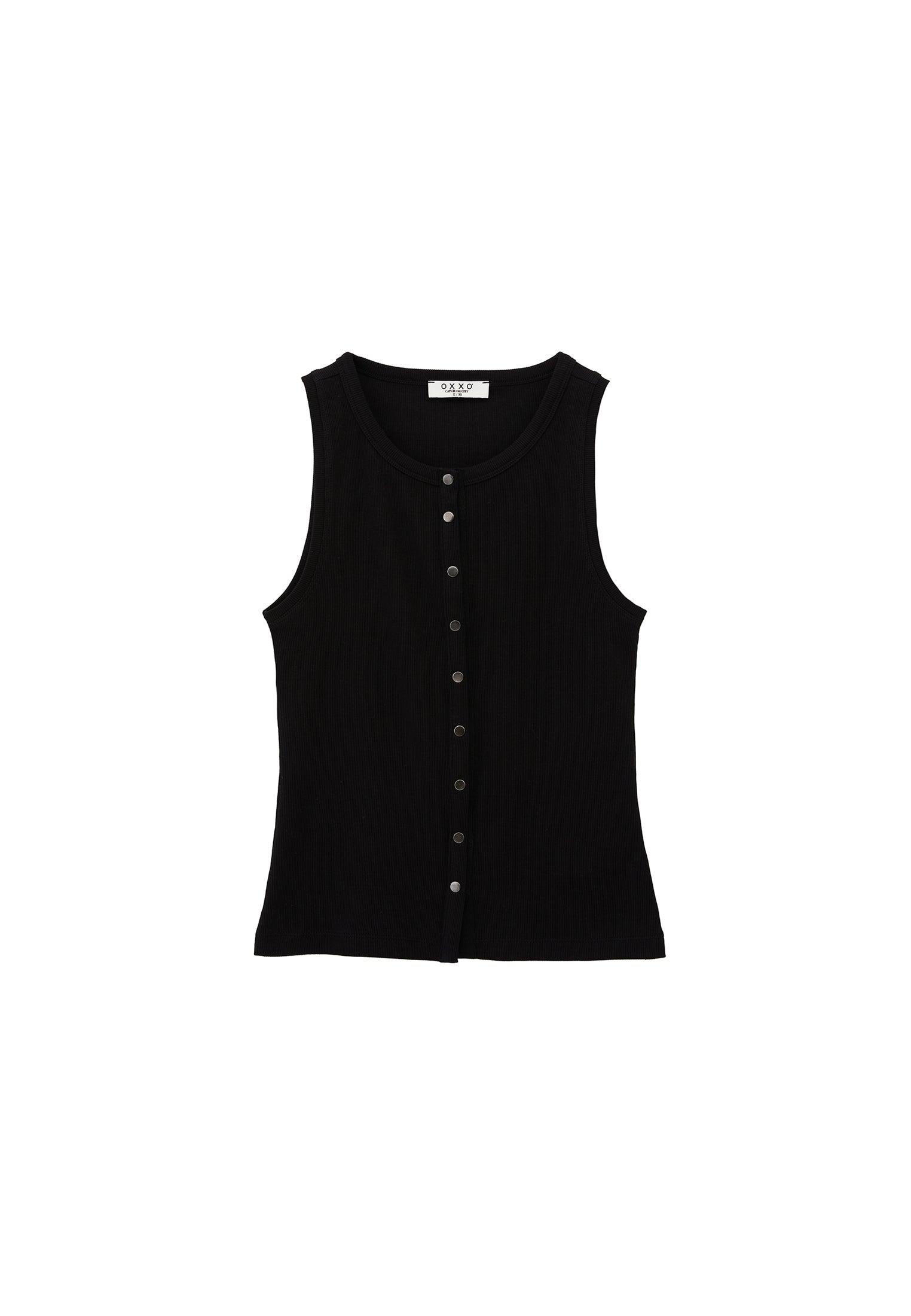 Sleeveless Tank Top With Crew Neck - BLACK
