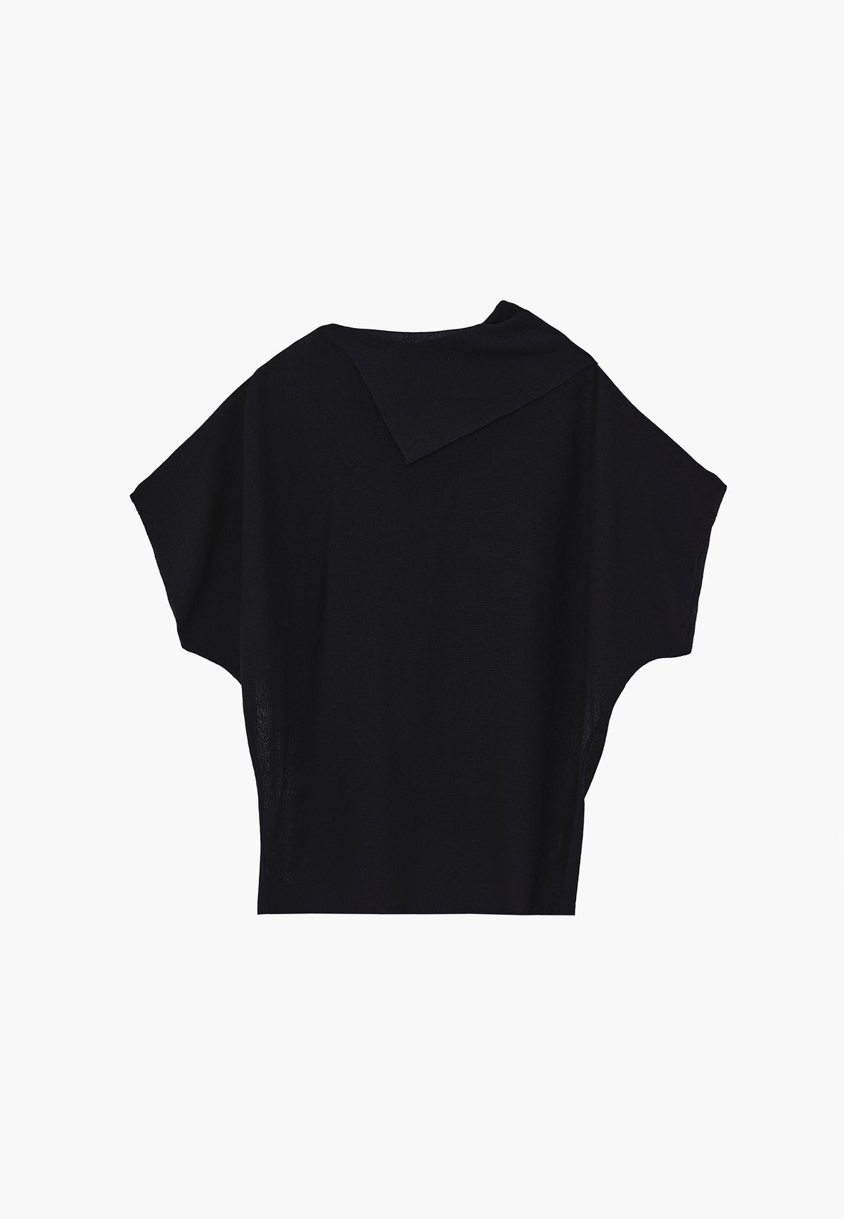 High Neck Sleeveless Oversize Tunic Blouse - Black