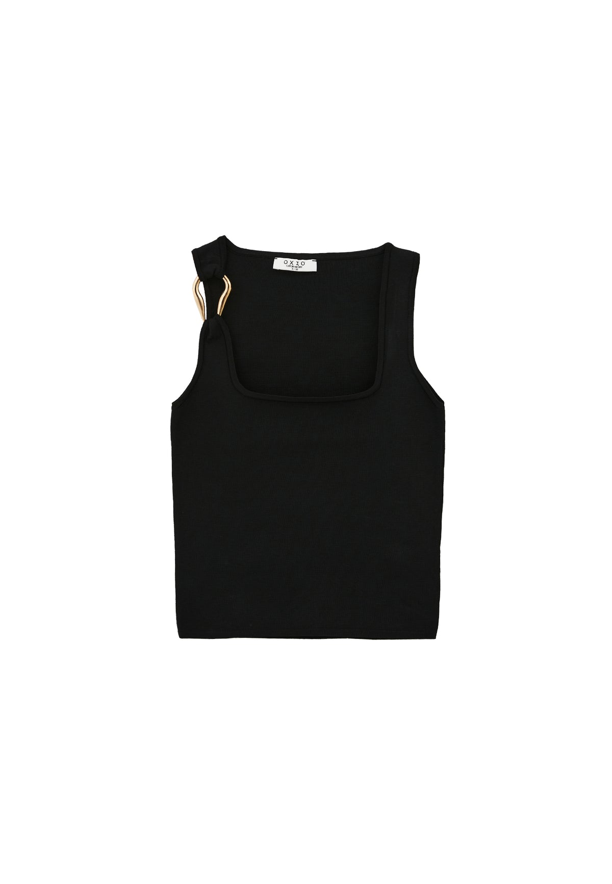 Buckled Crew Neck Tank Top - Black
