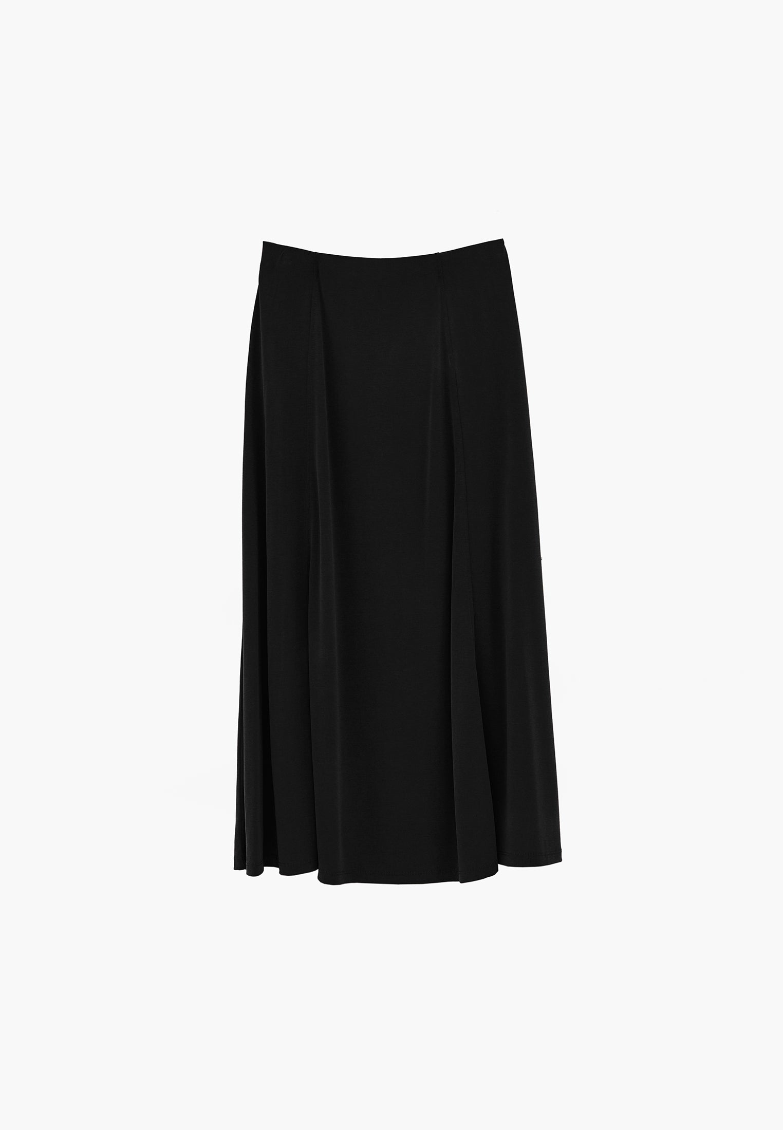 High Waist A Line Midi Skirt - BLACK