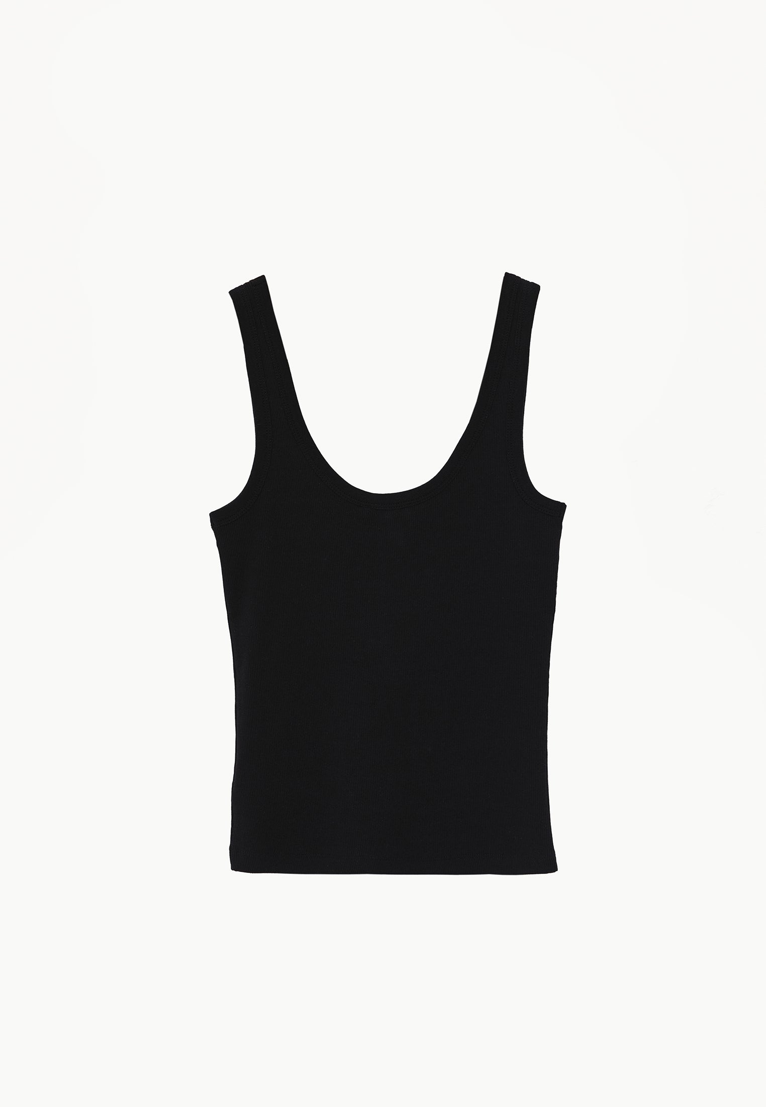 U Neck Bodycon Ribbed Tank Top - BLACKK