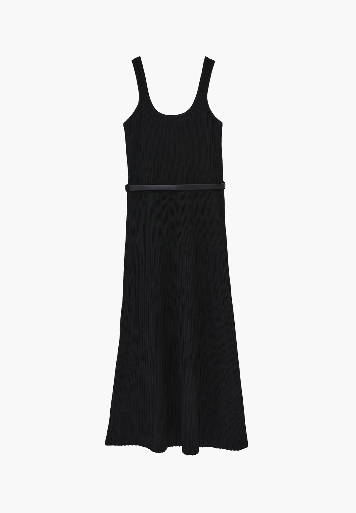 Flared A-Line Sleeveless Dress - Black