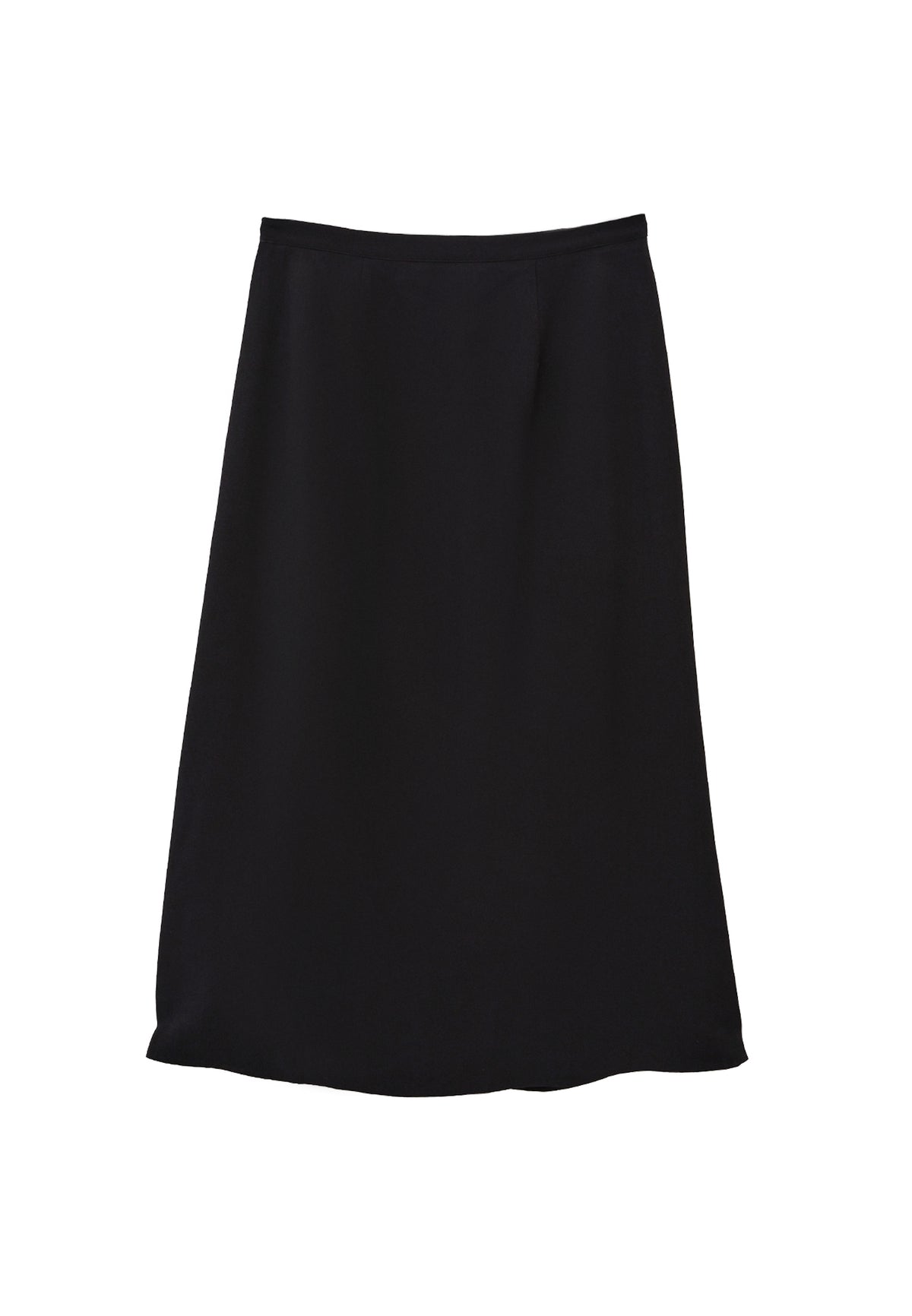 Midi Flared Skirt With Slit - Black