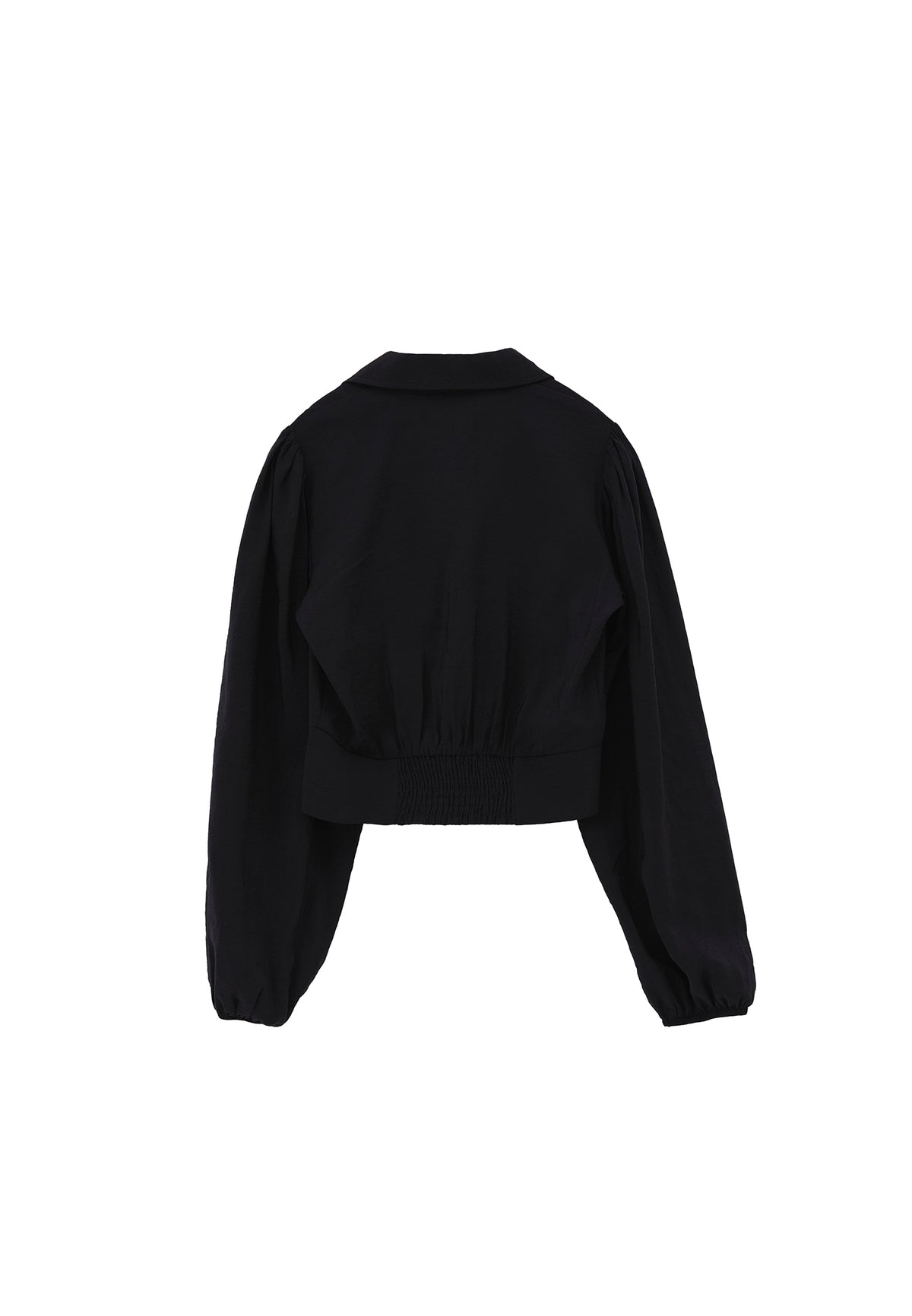 V Neck Cropped Blouse - Black