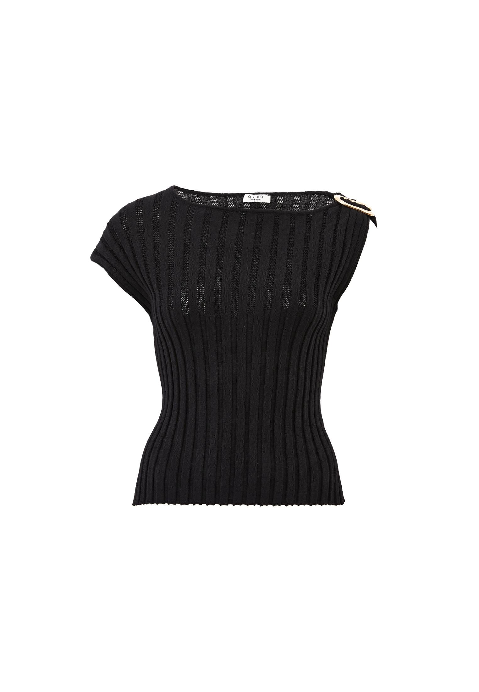 Boat Neck Blouse - BLACK