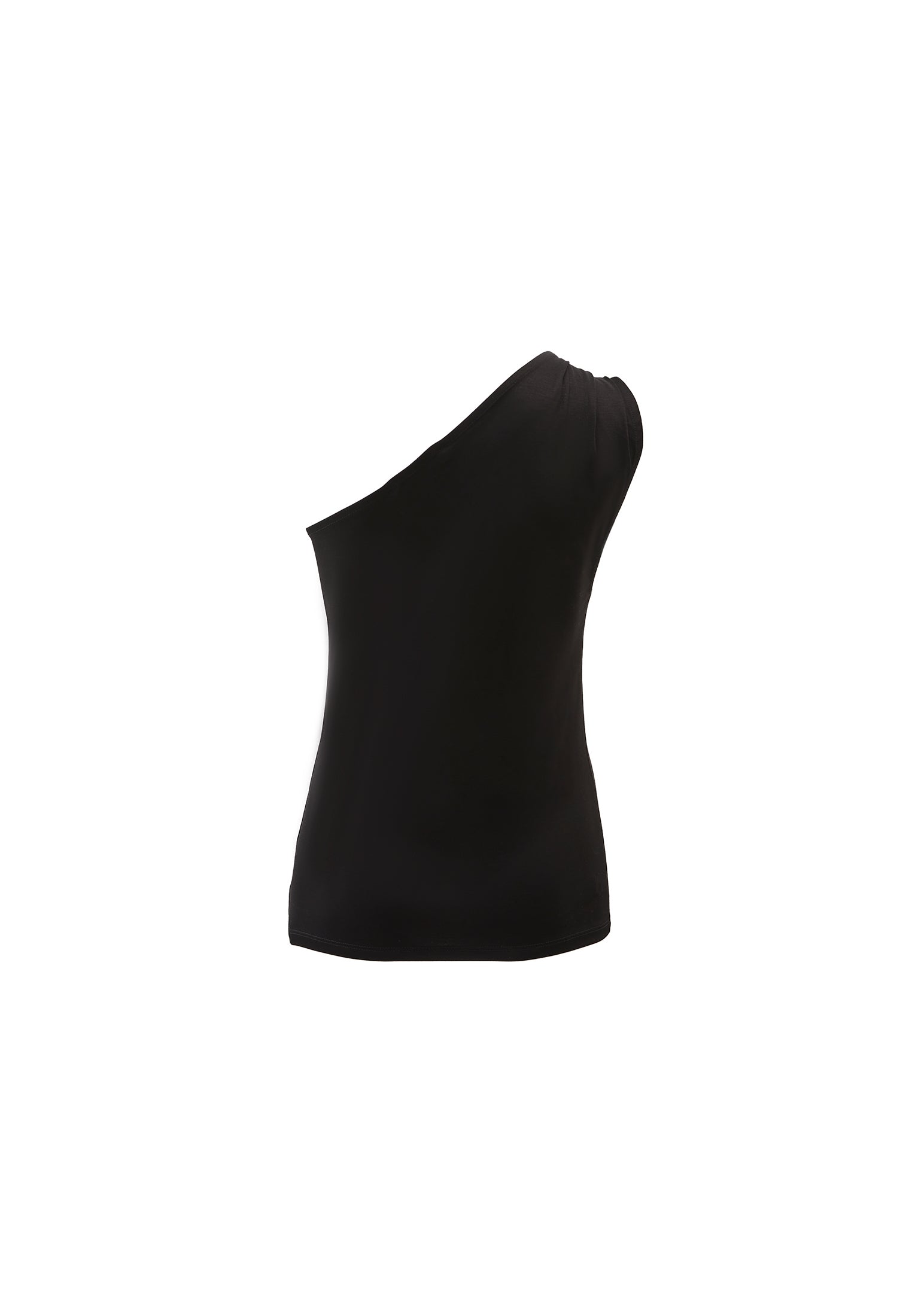 Pleated One Shoulder Blouse - BLACK