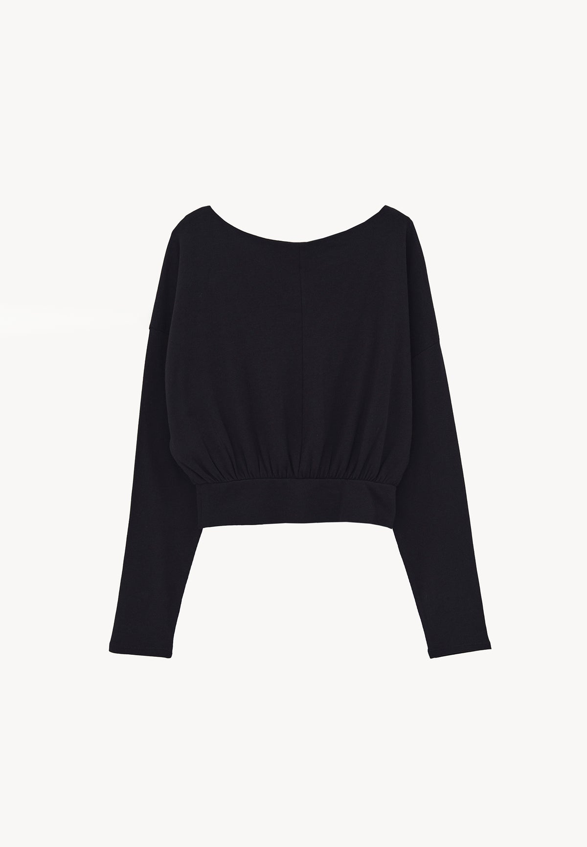Boat Neck Long Sleeve Sweater - Black