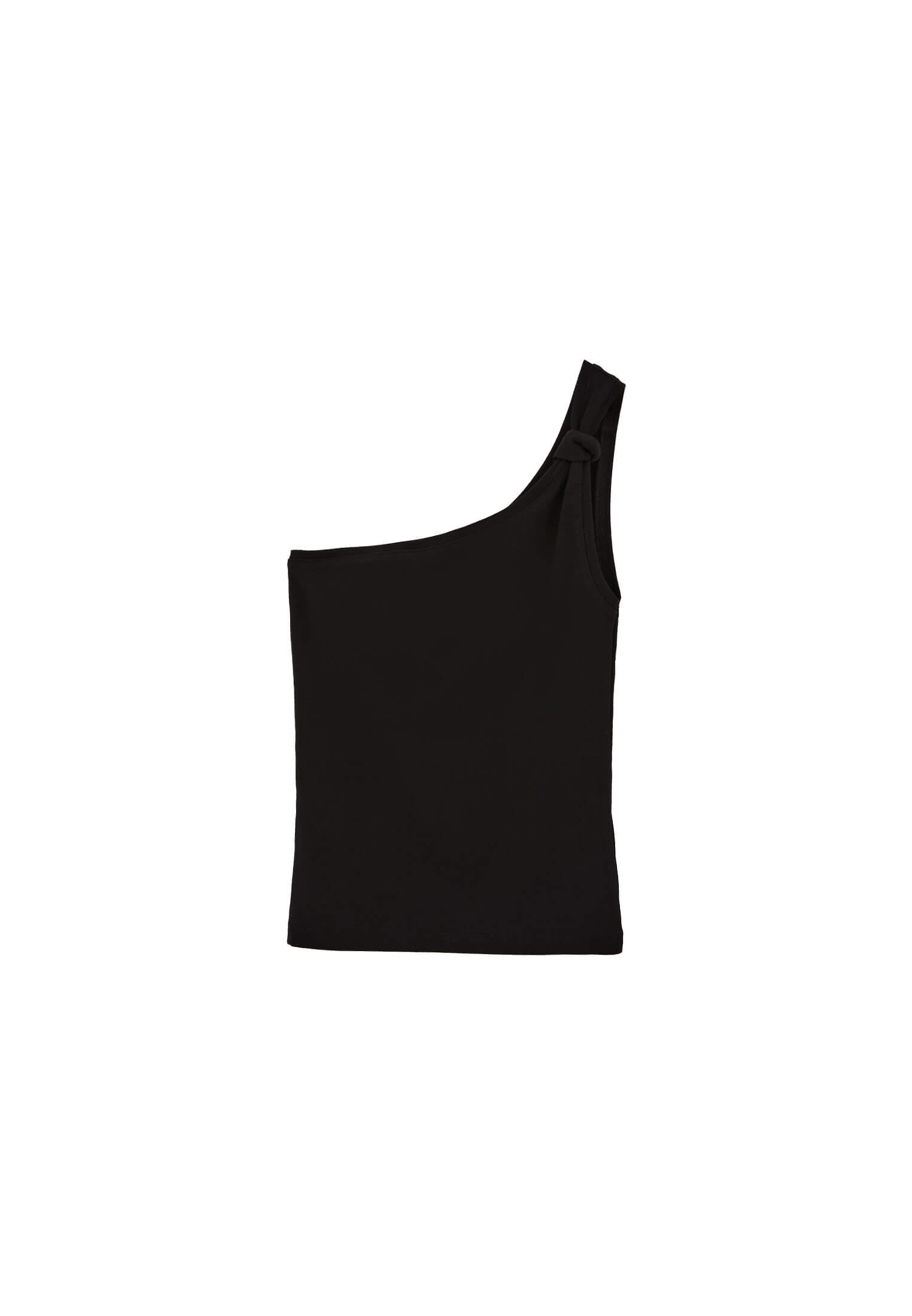 One Shoulder Tank Top - BLACK
