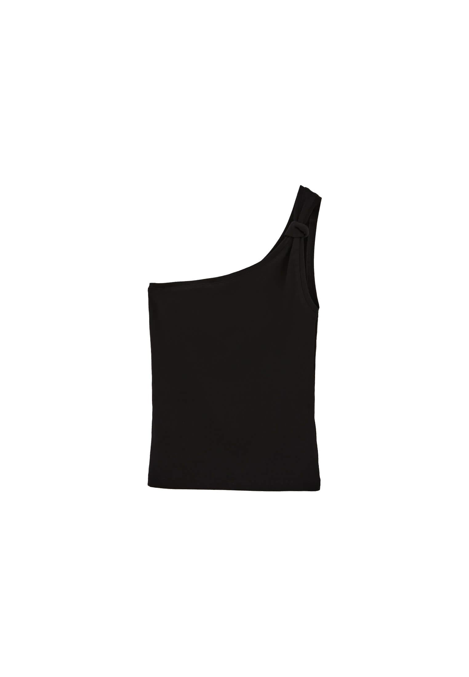 One Shoulder Tank Top - BLACK